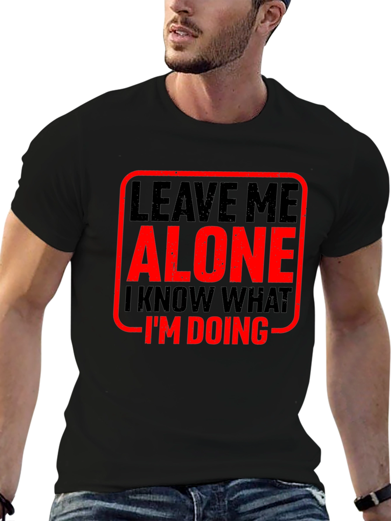 Black Leave Me Alone Graphic Tee - Mens Black Cotton T-Shirt view 6