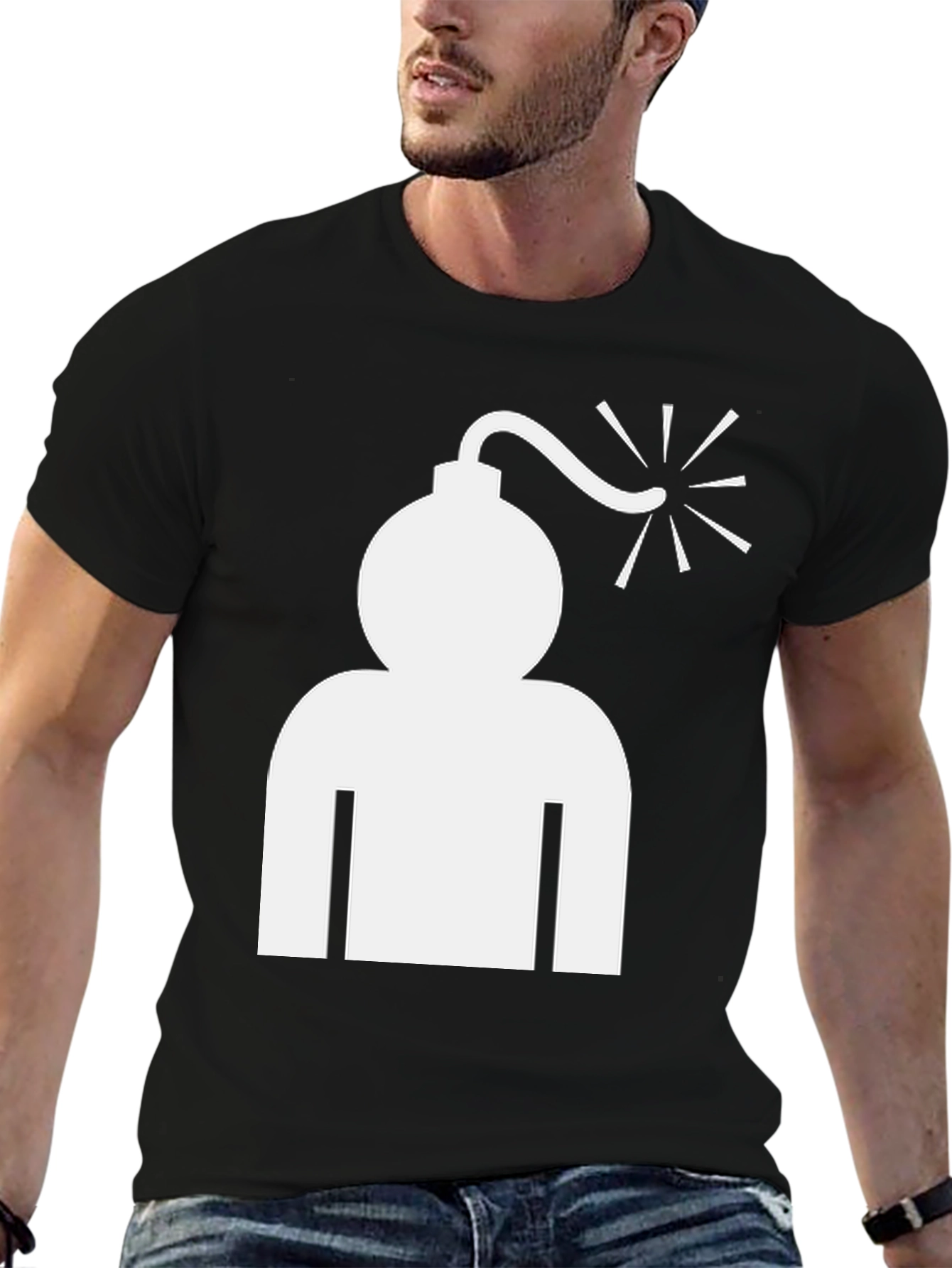 Black Bomb Head Graphic Tee - Cool Humor T-Shirt view 6