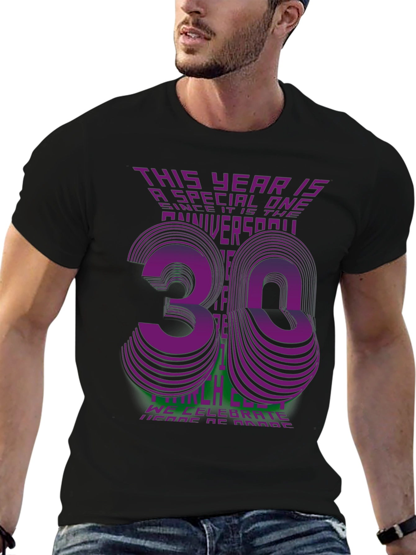 Black 30th Anniversary Celebration T-Shirt view 6