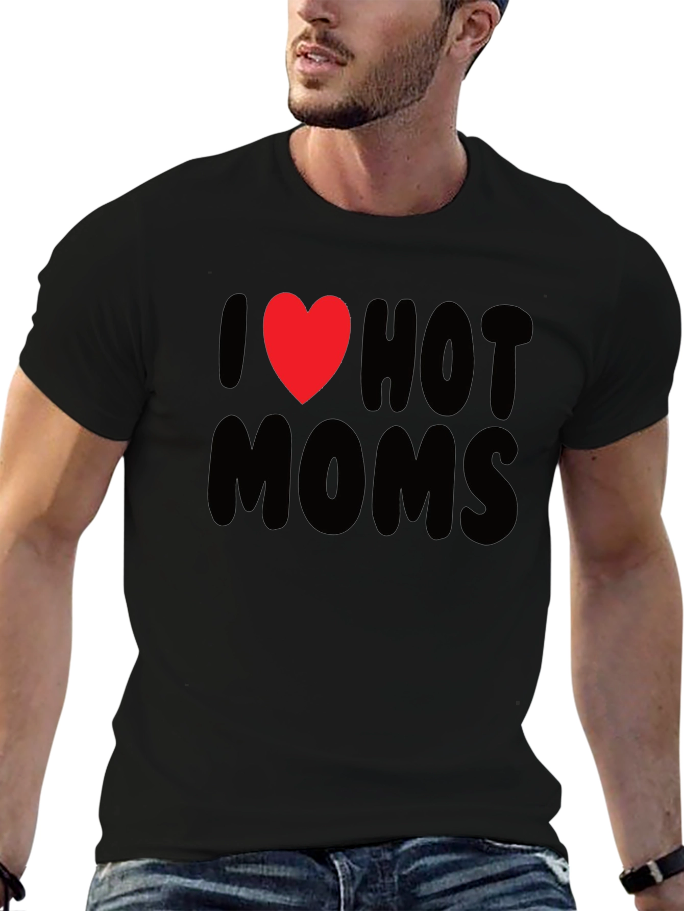 Black I Heart Hot Moms Graphic Tee - Black T-Shirt view 6