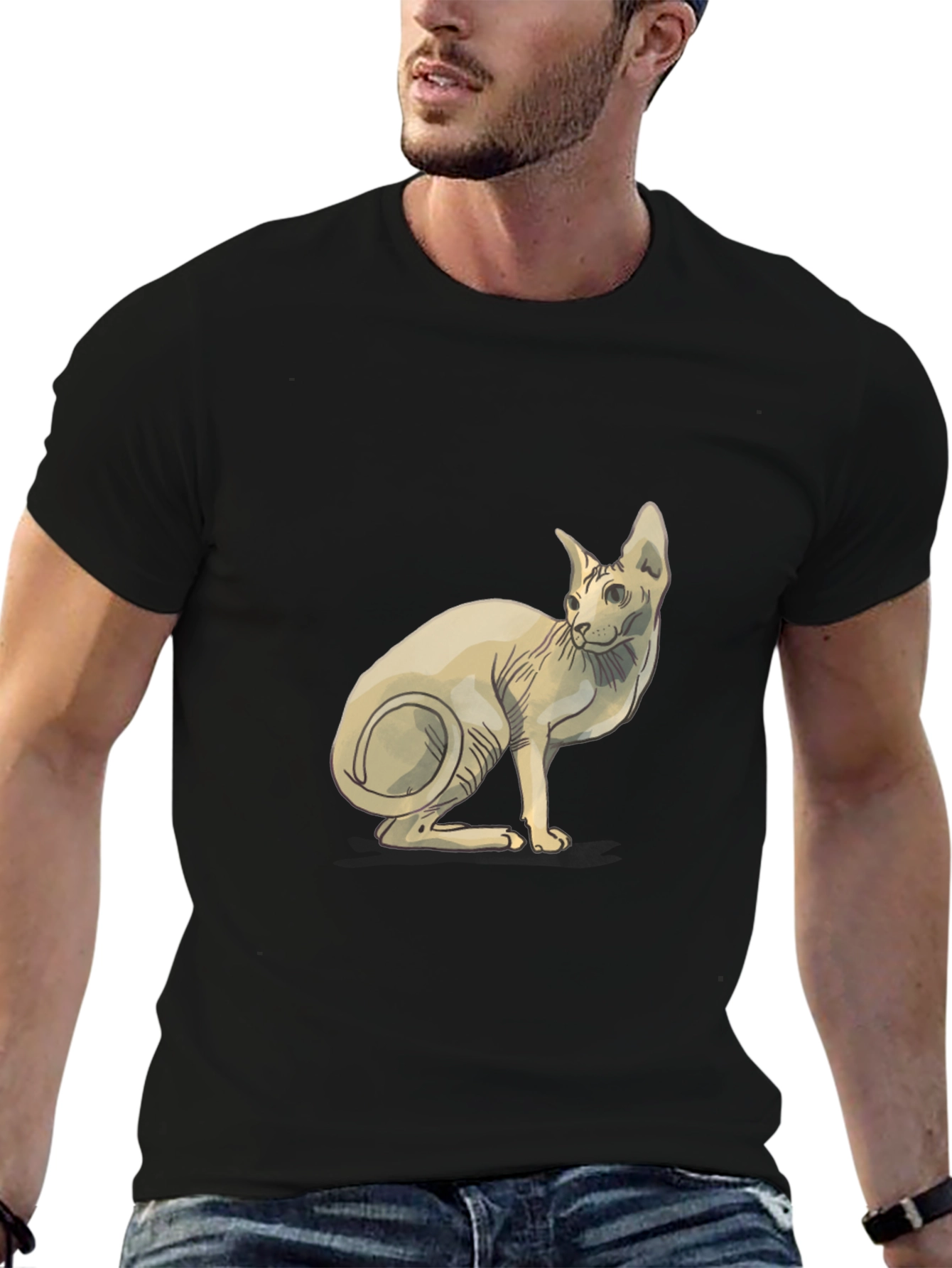 Black Sphynx Cat Graphic Tee - Unique Design view 6