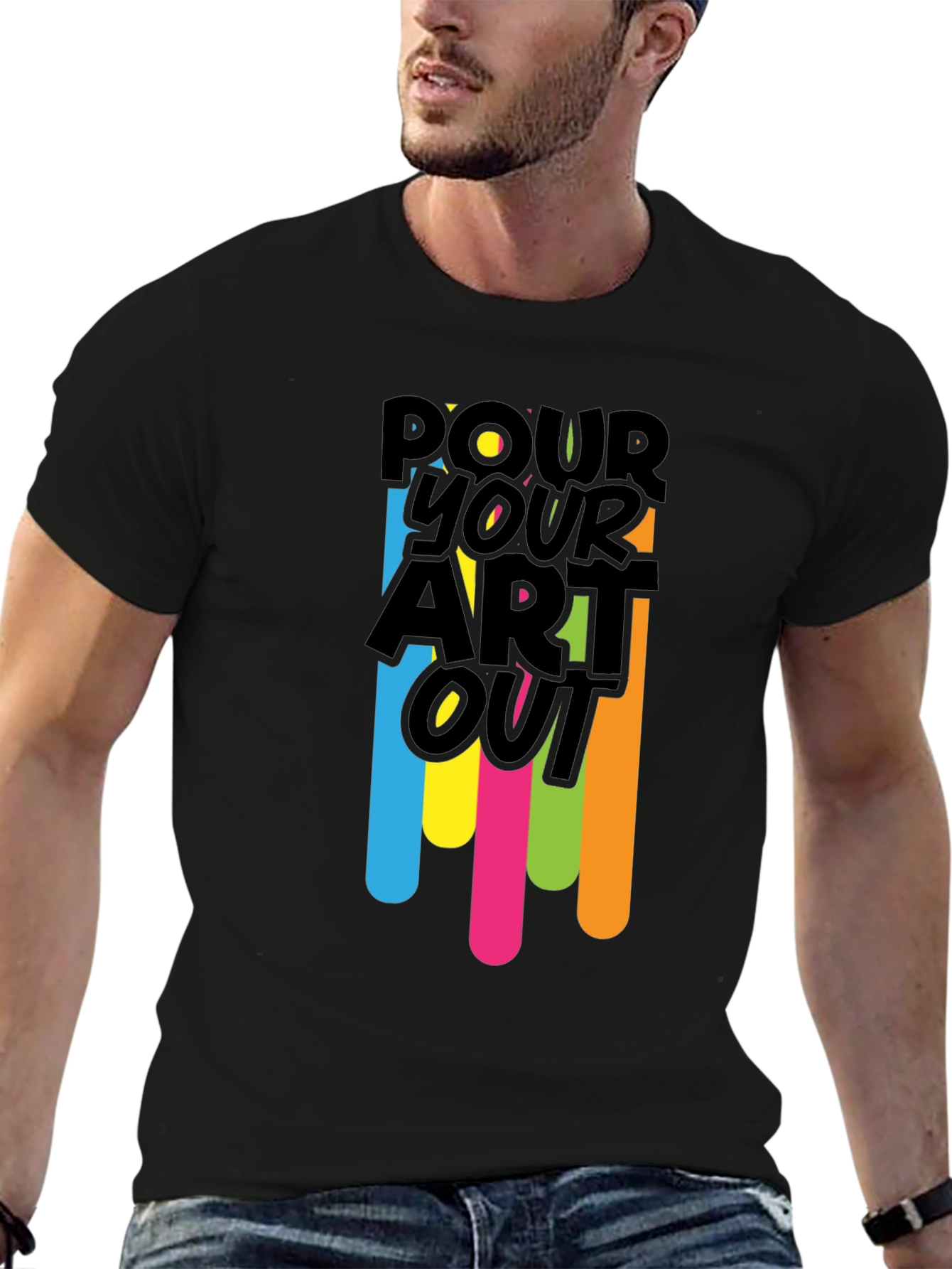 Black Pour Your Art Out - Black Graphic T-Shirt view 6