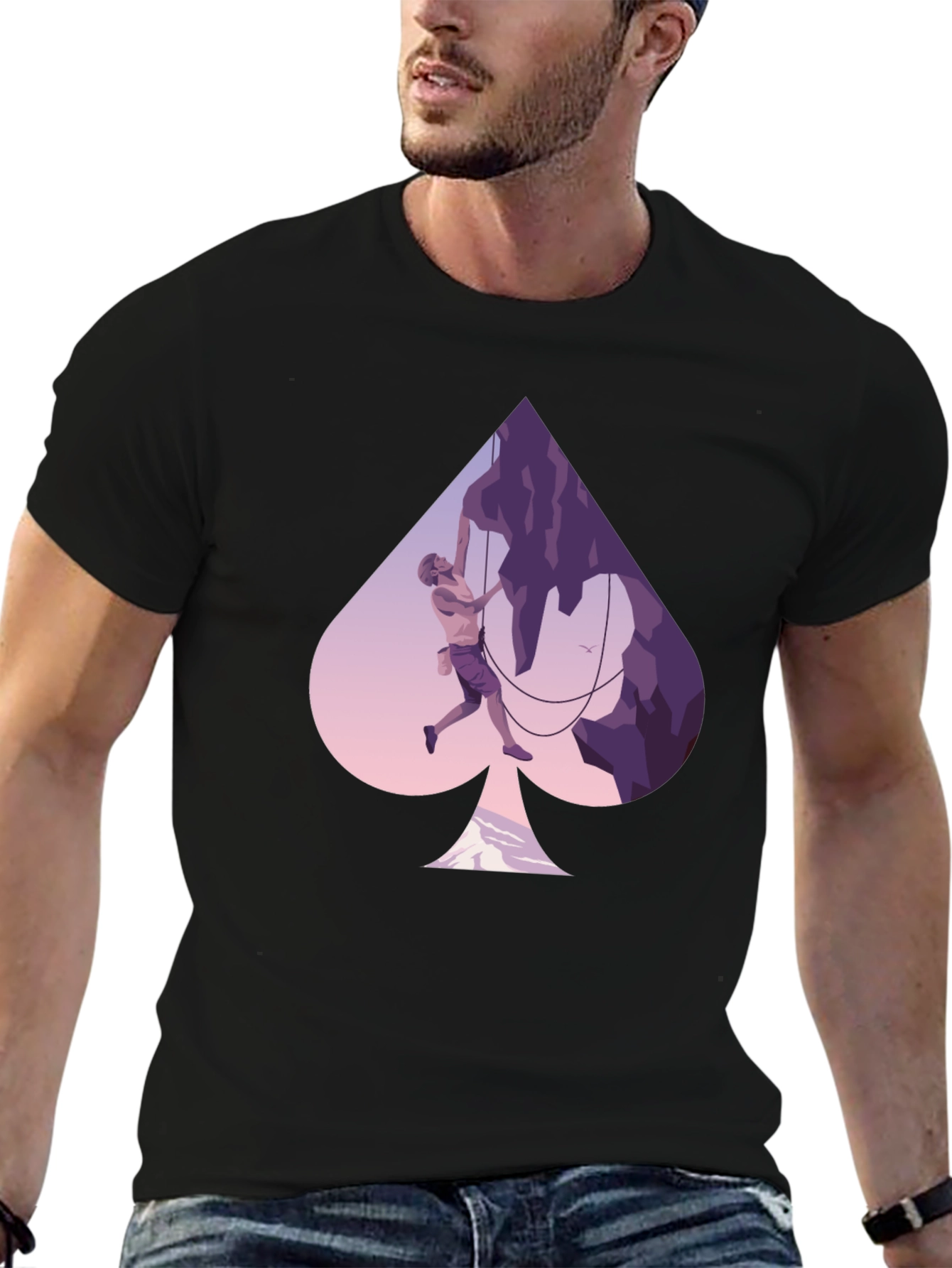 Black Climbing Spade Graphic T-Shirt view 6