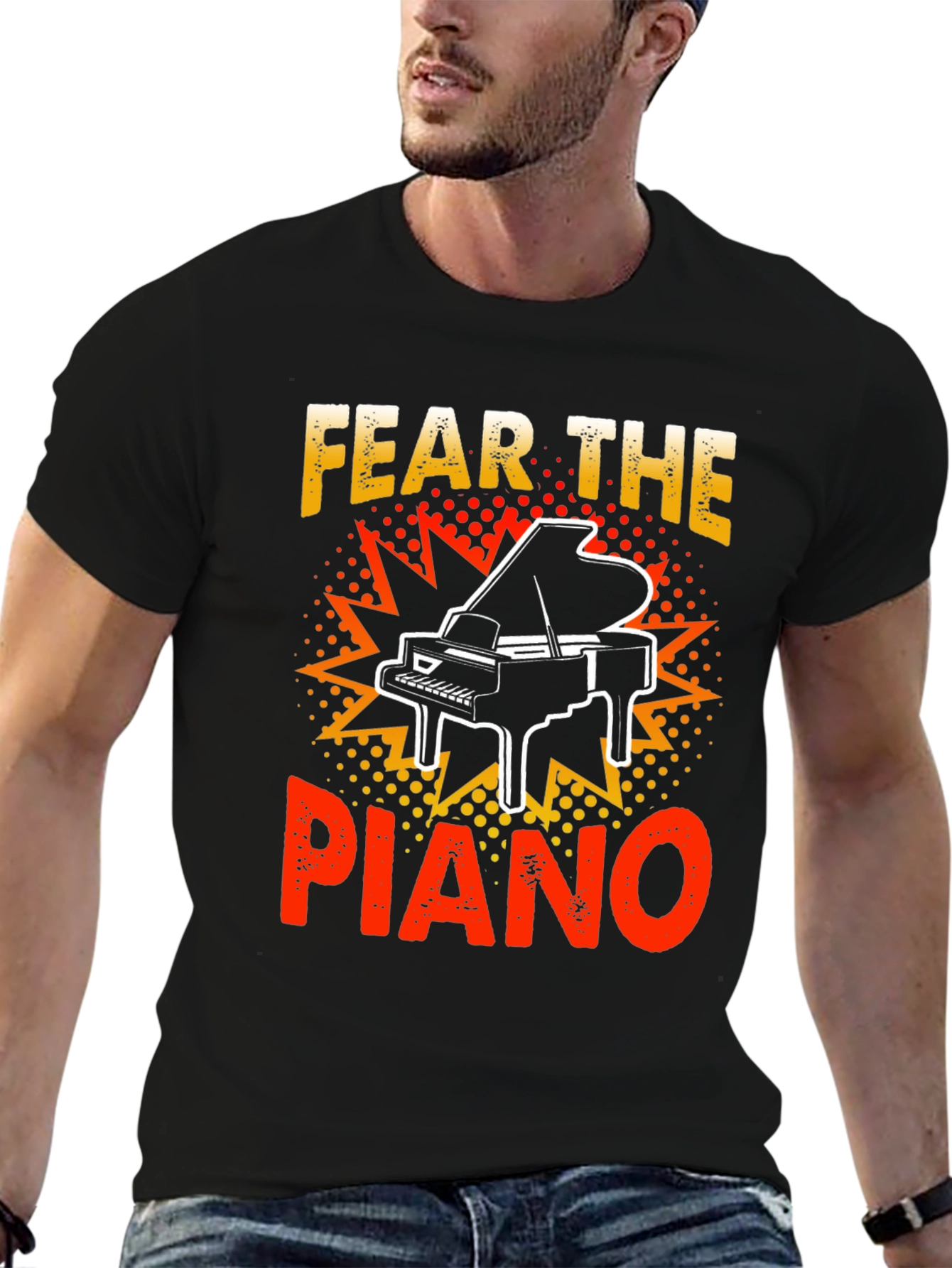 Black Fear the Piano Graphic T-Shirt view 6