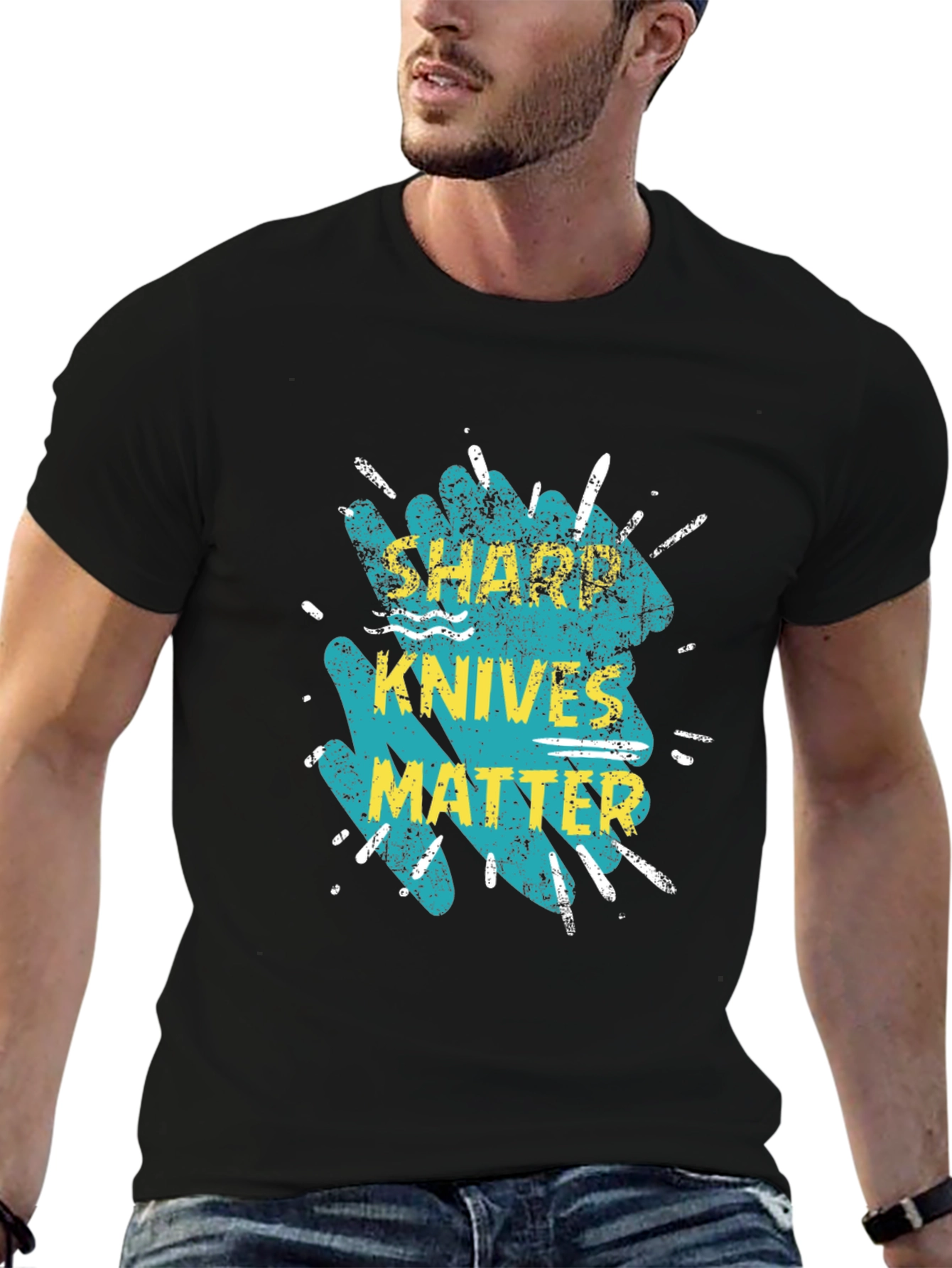 Black Sharp Knives Matter T-Shirt view 6