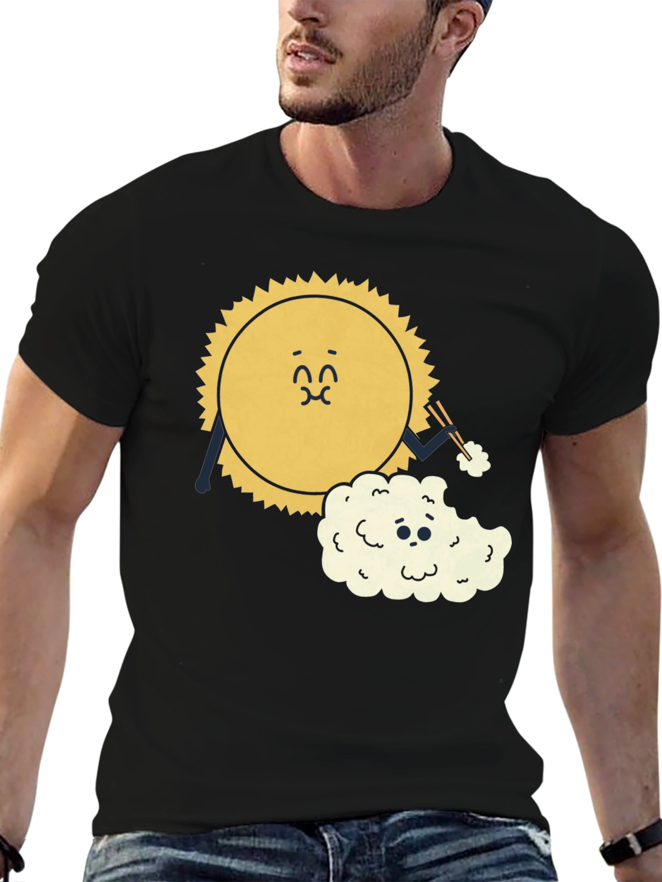 Black Sun Eating Cloud Graphic Tee - Black Cotton Blend view 6