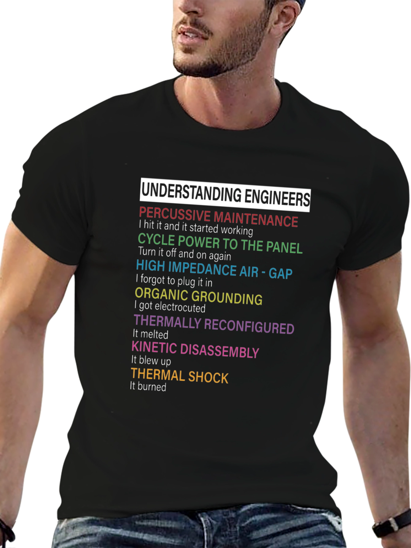Black Understanding Engineers Humor T-Shirt view 6