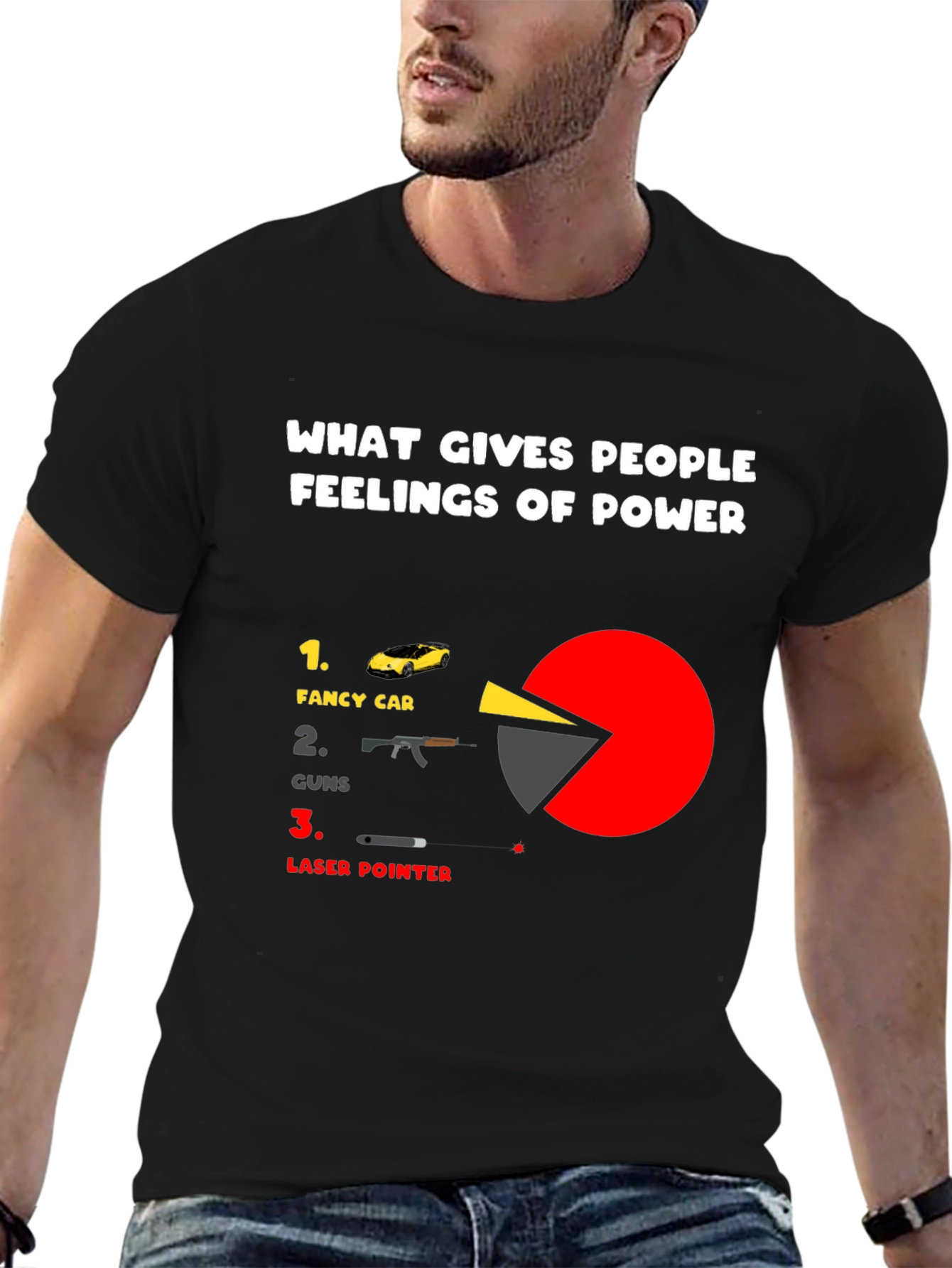 Black Power Pie Chart T-Shirt - Funny Graphic Tee for Confident People view 6