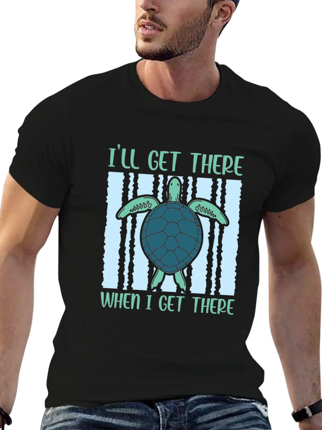 Black I'll Get There Turtle T-Shirt view 6