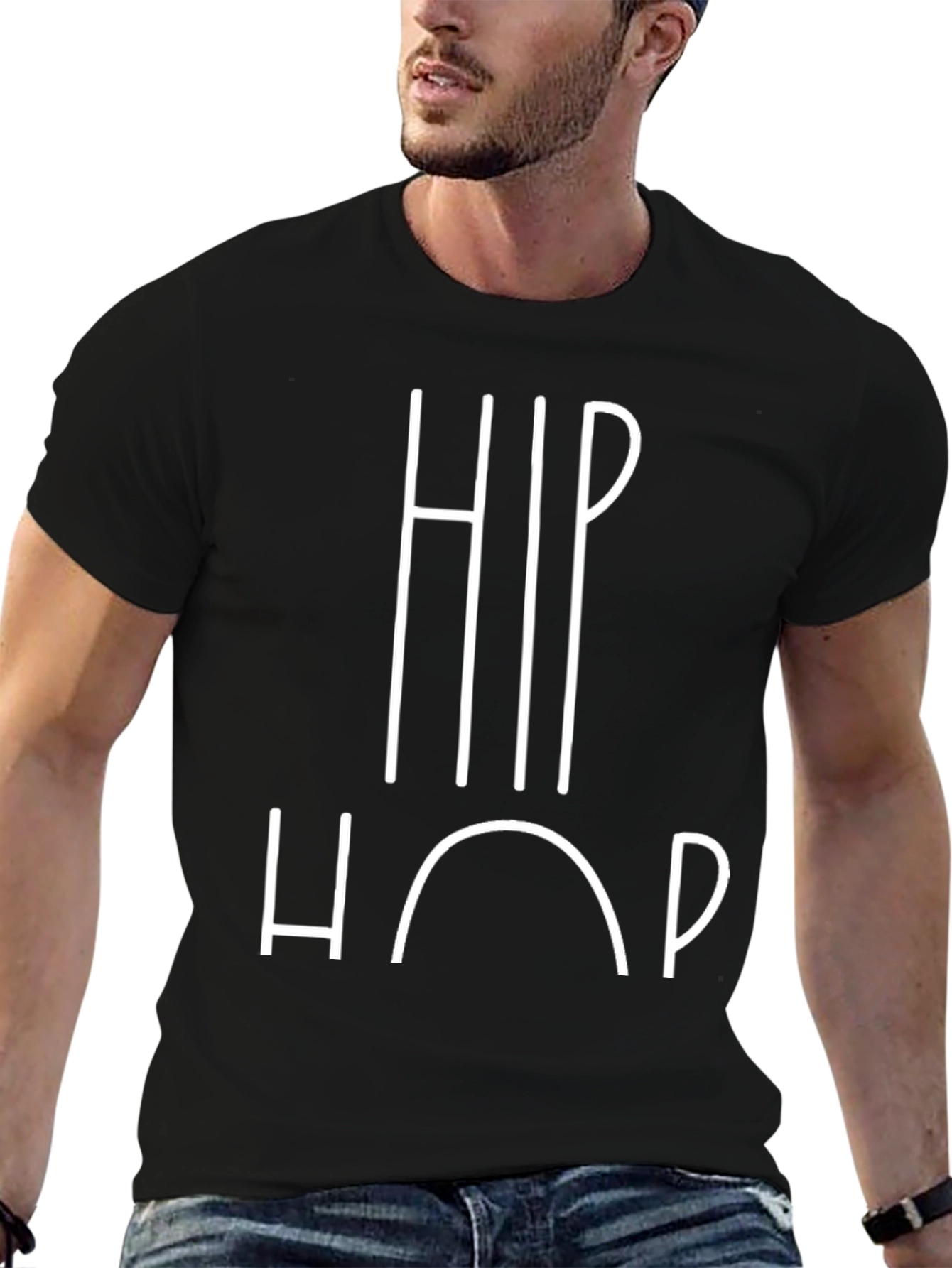 Black Hip Hop Graphic T-Shirt - Black Crew Neck Tee view 6