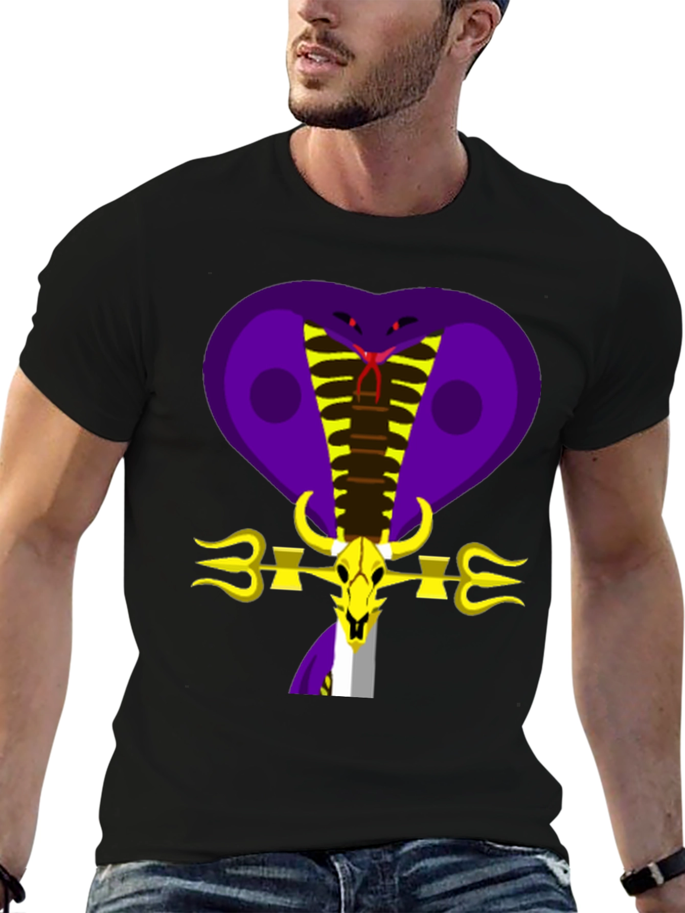 Black Cobra Skull Graphic Tee - Bold Design view 6