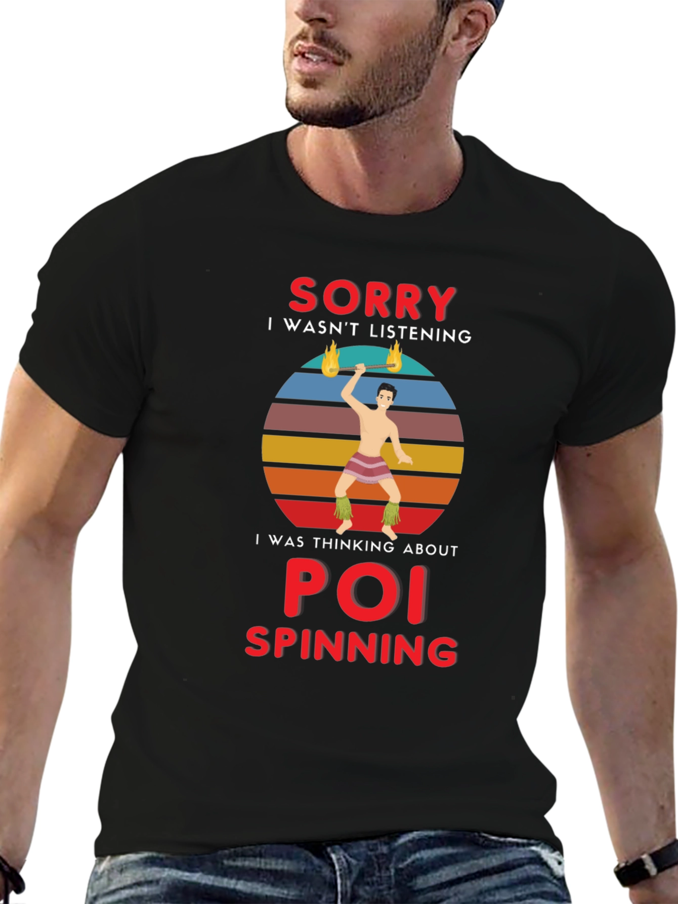 Black Poi Spinning T-Shirt - Sorry I Wasn't Listening view 6