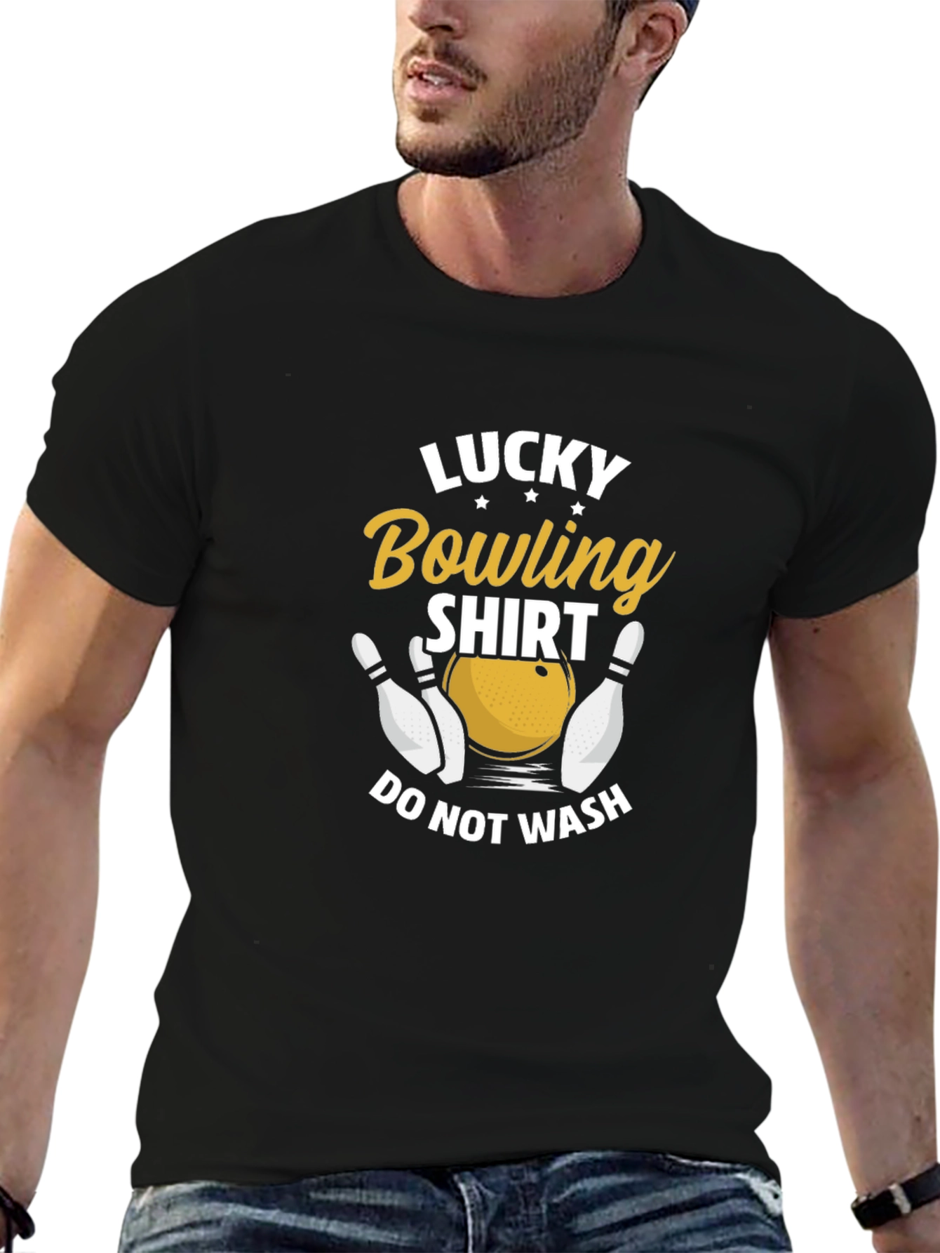 Black Lucky Bowling Shirt - Men's Graphic Tee view 6