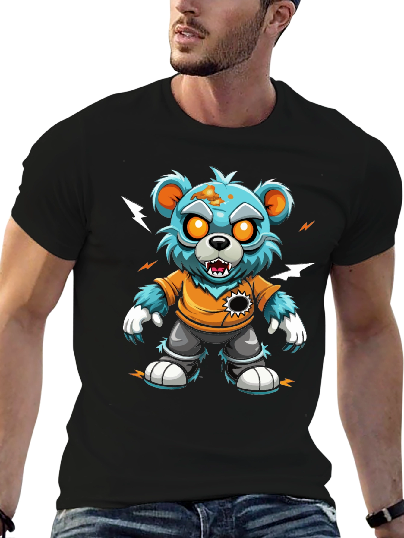 Black Zombie Bear T-Shirt - Graphic Tee view 6