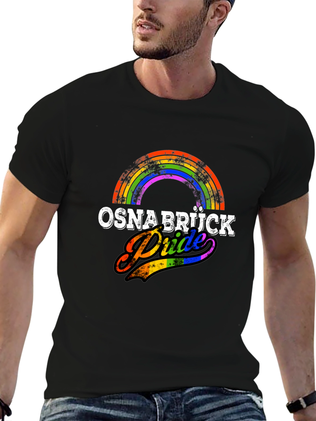 Black Osnabrück Pride Rainbow T-Shirt - Black Cotton Blend view 6