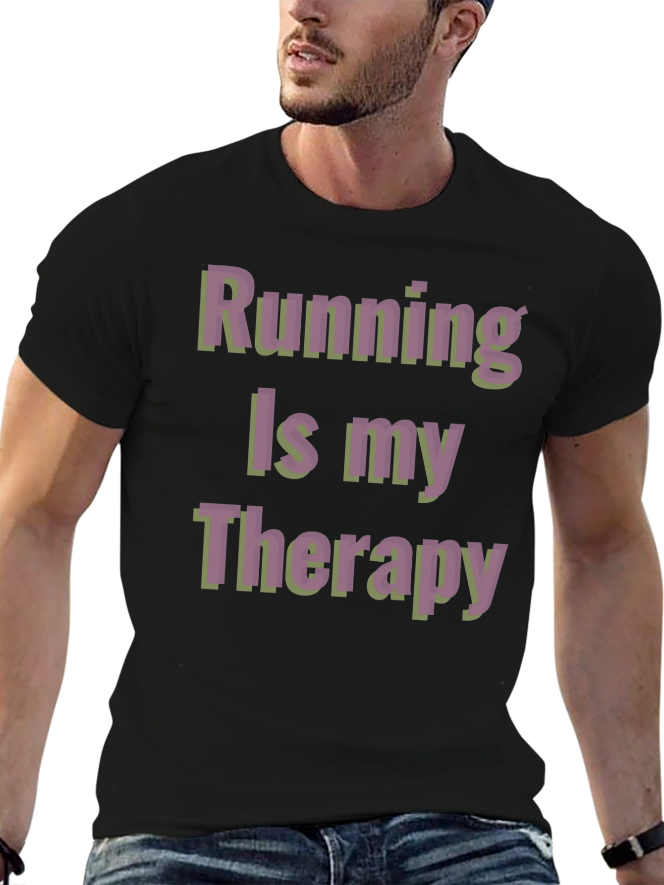 Black Running Is My Therapy Graphic Tee view 6