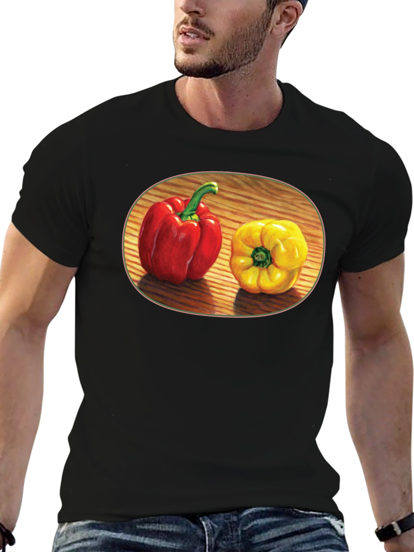 Black Red & Yellow Pepper Graphic Tee view 6