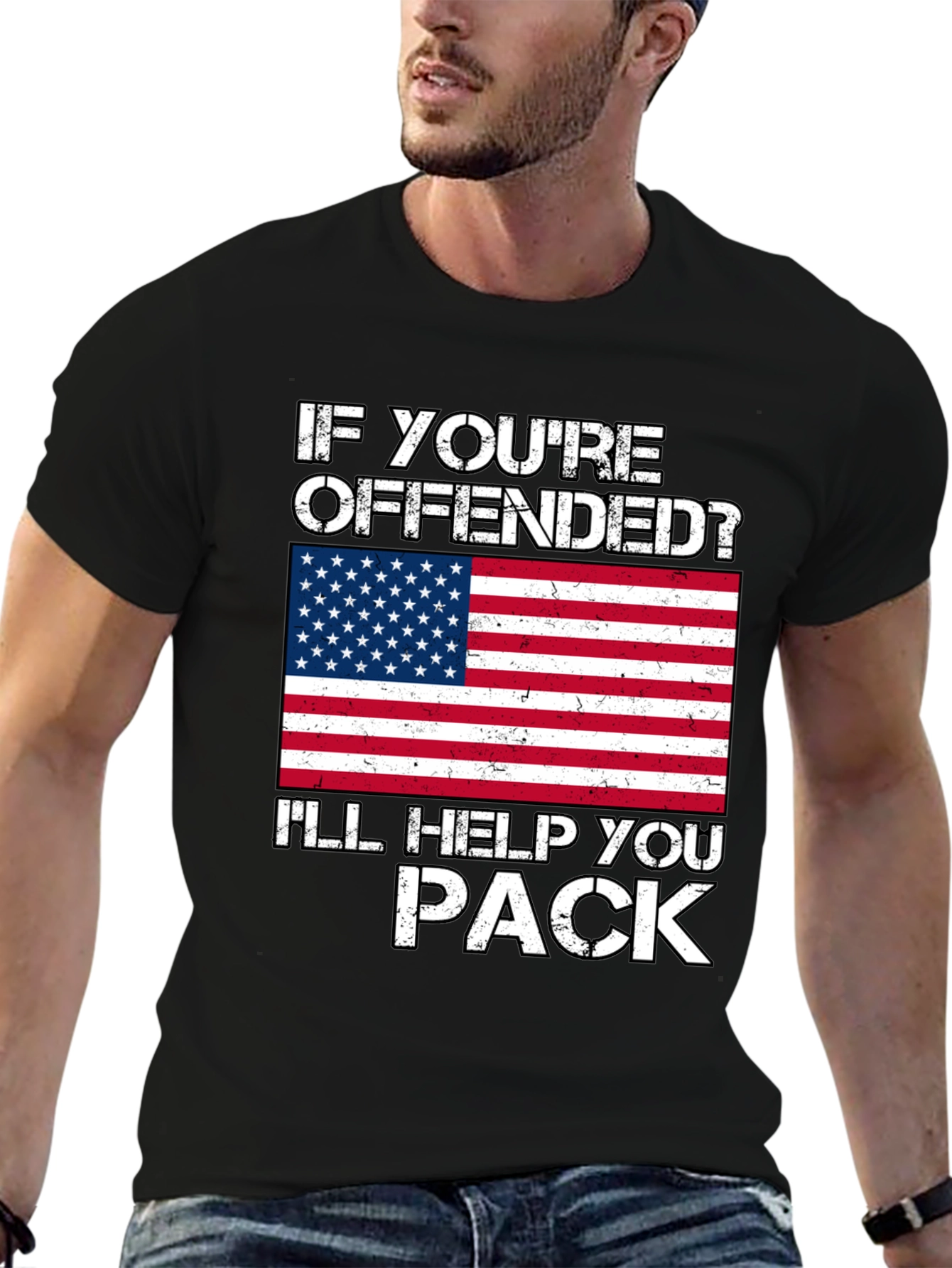 Black Offended? I'll Help You Pack T-Shirt view 6