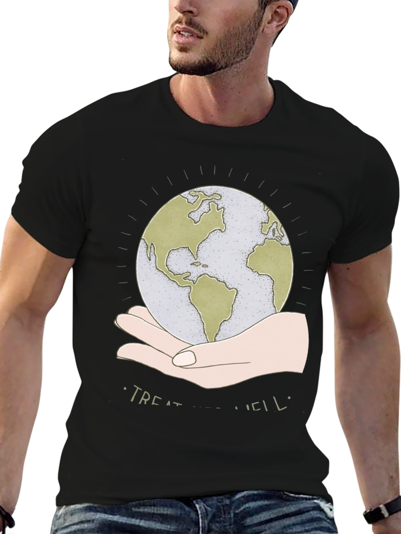 Treat Well Earth Graphic Tee - Black Cotton Blend - 6
