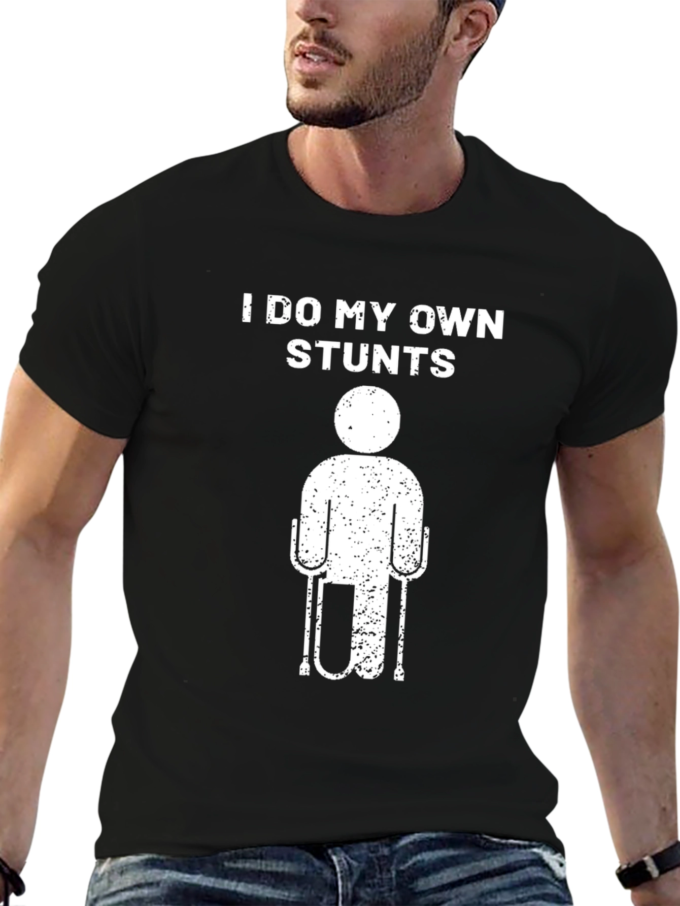 Black I Do My Own Stunts T-Shirt view 6