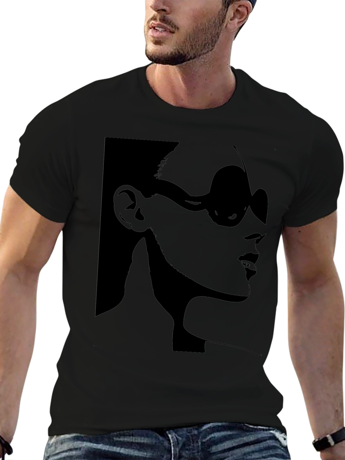 Black Stylish Silhouette Graphic T-Shirt view 6