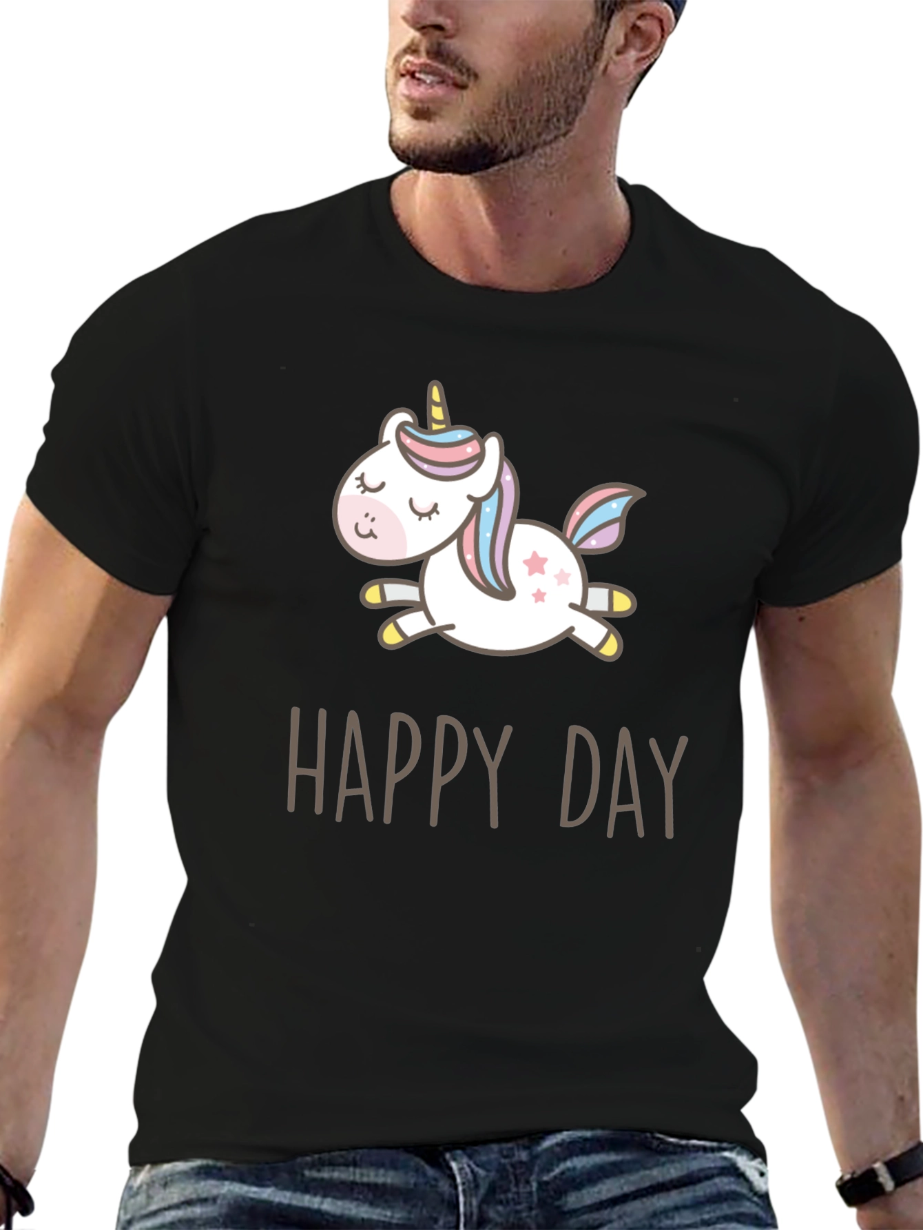 Black Happy Day Unicorn Graphic Tee view 6