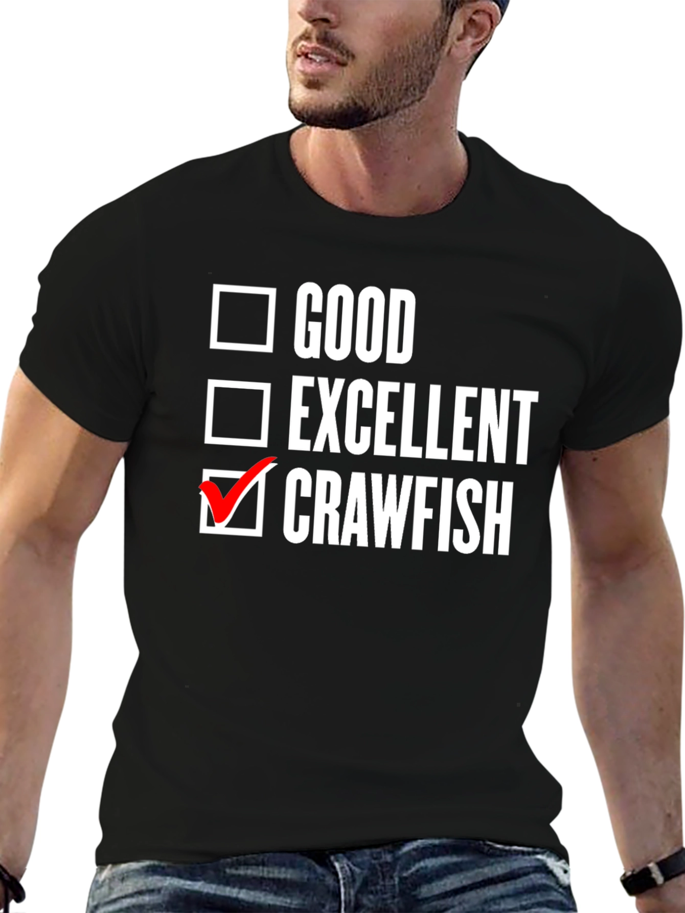 Black Crawfish Checklist T-Shirt - Funny Cajun Seafood Tee view 6