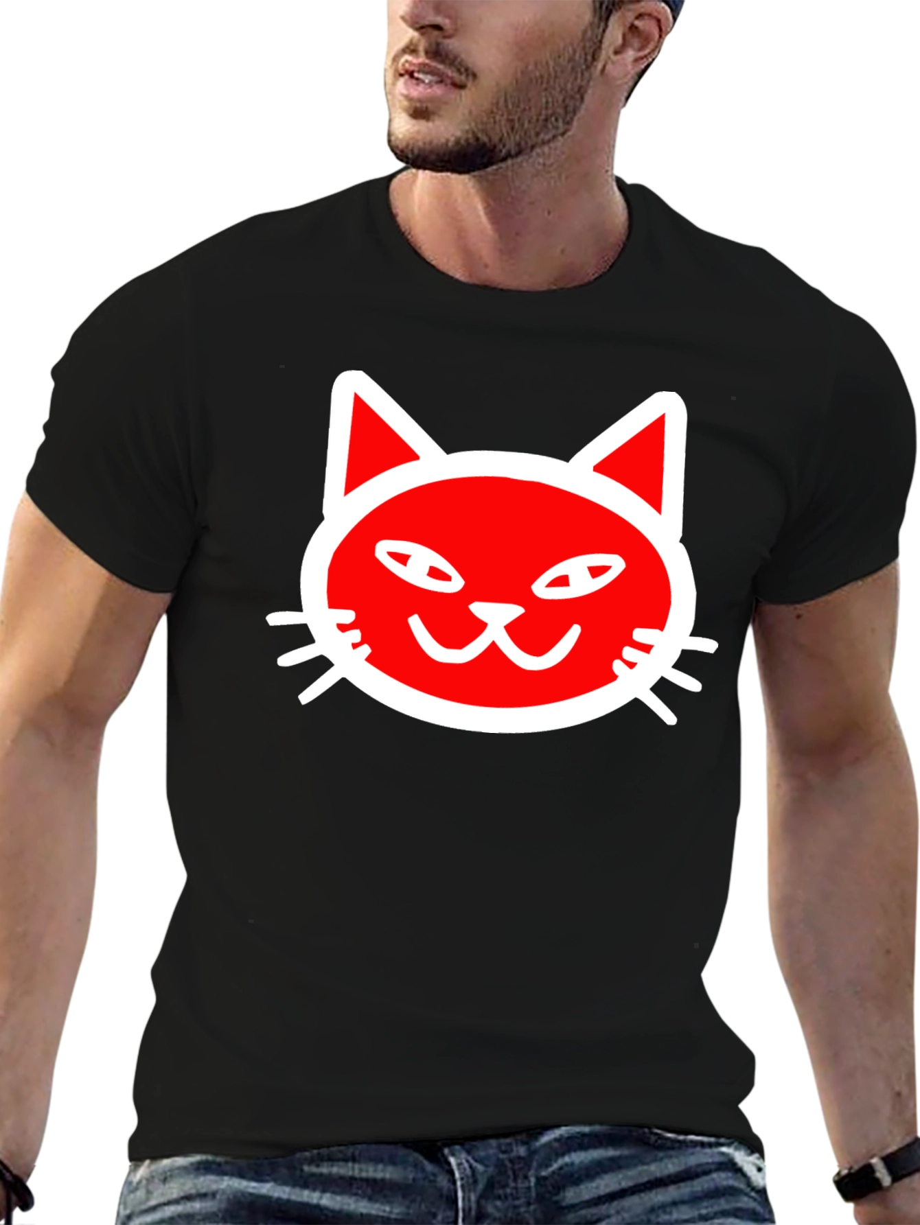 Black Cool Cat Graphic T-Shirt - Black Cotton Tee view 6