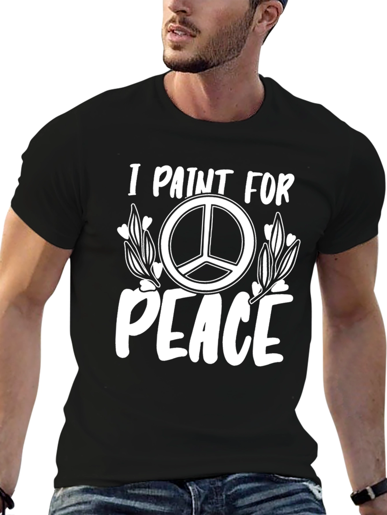 Black I Paint For Peace T-Shirt view 6