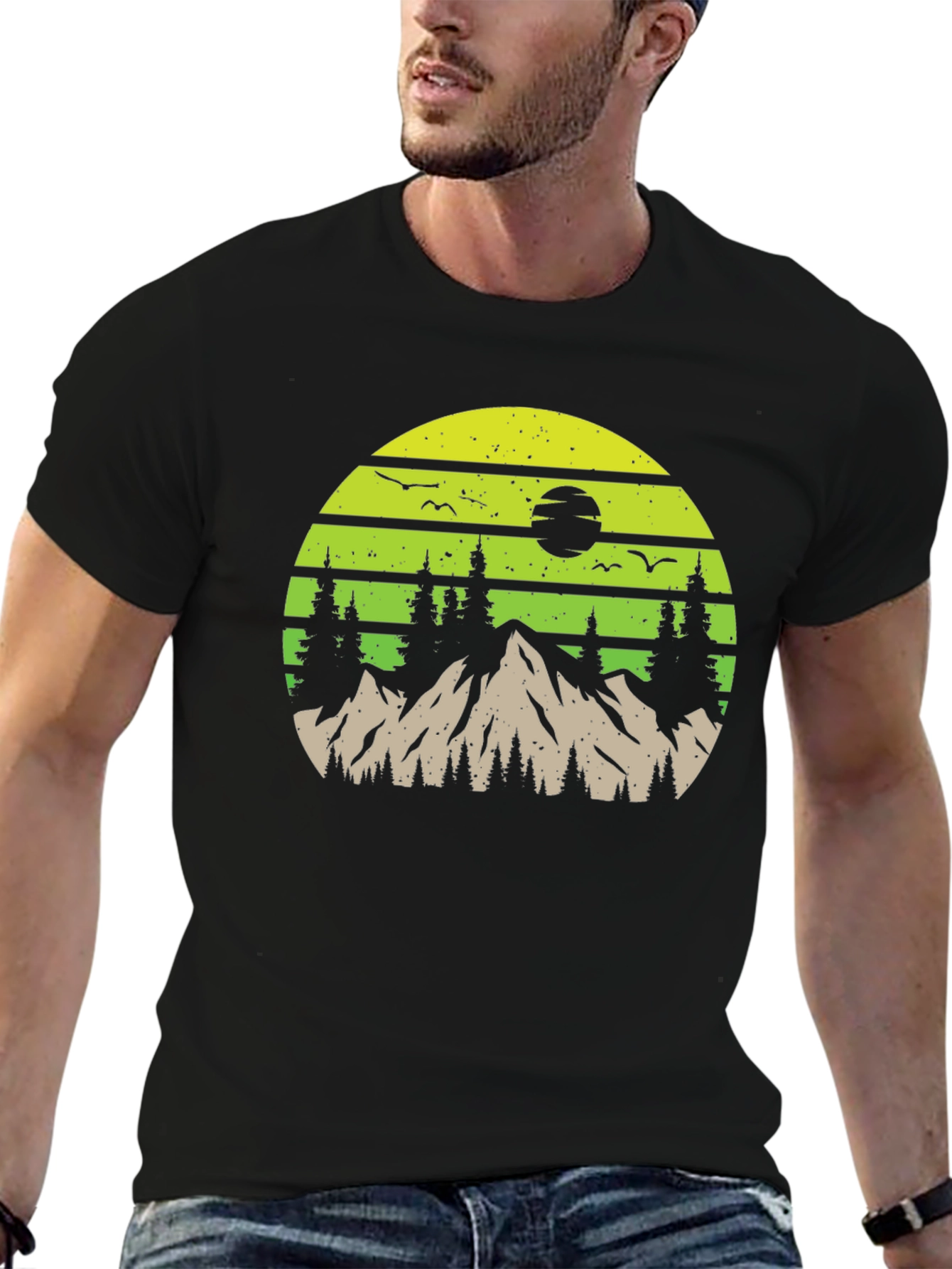 Black Nature Mountain Scene Graphic Tee view 6
