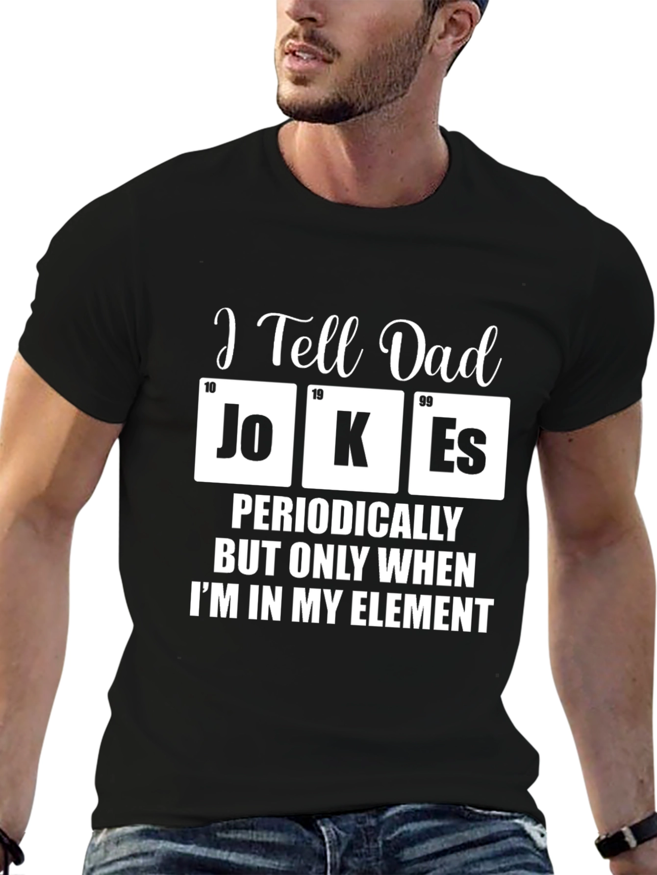 Black I Tell Dad Jokes Periodically T-Shirt view 6