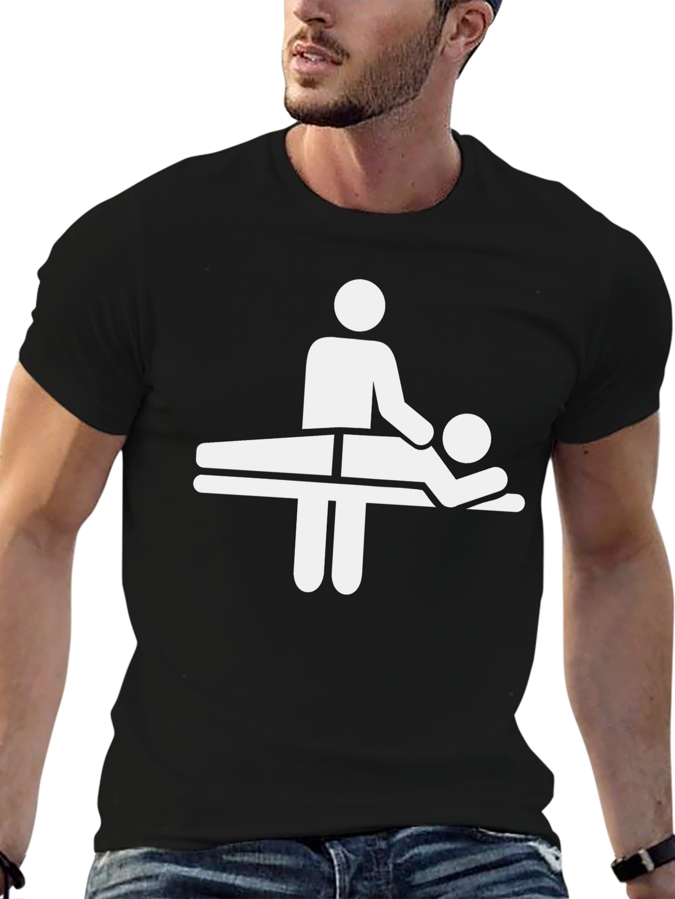Black Massage Therapy Graphic Tee - Black Cotton T-Shirt view 6