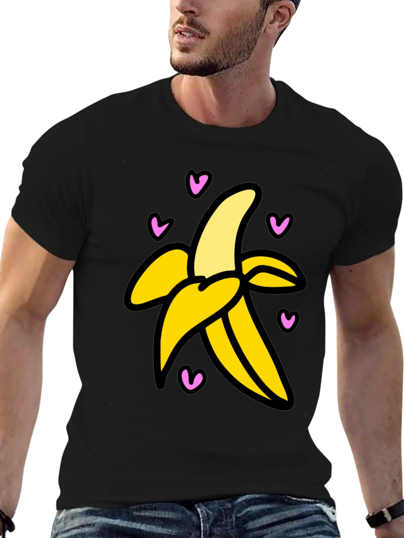 Black Banana Love Graphic Tee - Black Cotton T-Shirt view 6