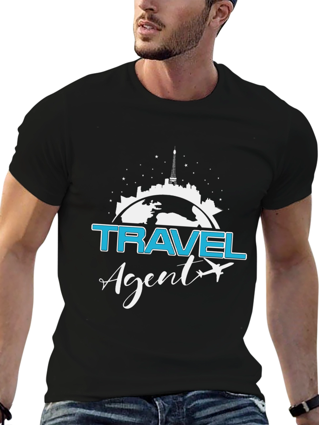 Black Travel Agent T-Shirt - Stylish Vacation Planning Apparel view 6