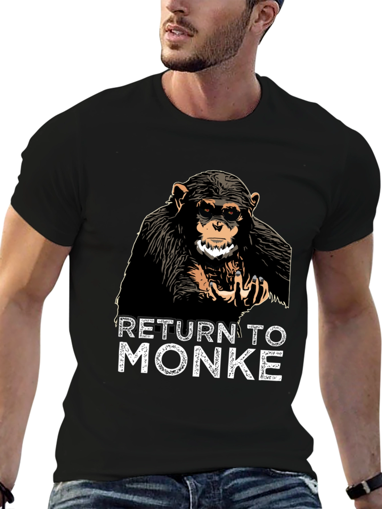 Black Return to Monke T-Shirt Funny Ape Tee view 6