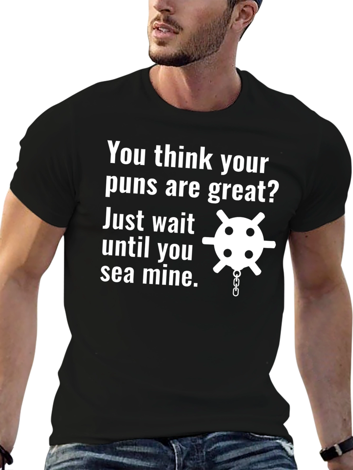 Black Funny Sea Mine Pun T-Shirt - Ocean Humor view 6