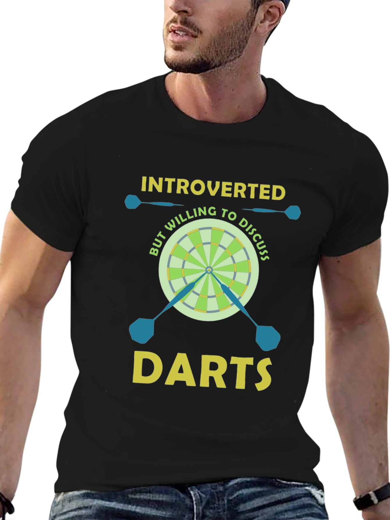 Black Introverted But Willing to Discuss Darts T-Shirt view 6
