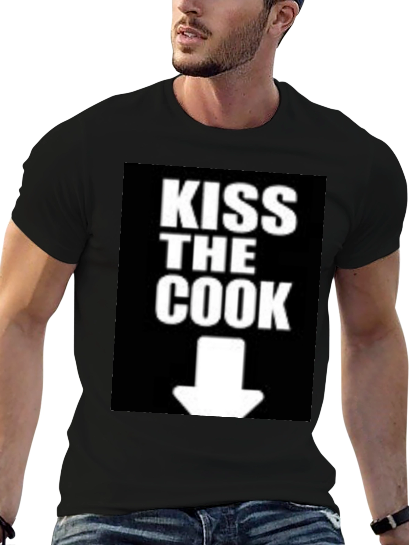 Black Kiss The Cook Novelty Graphic T-Shirt view 6