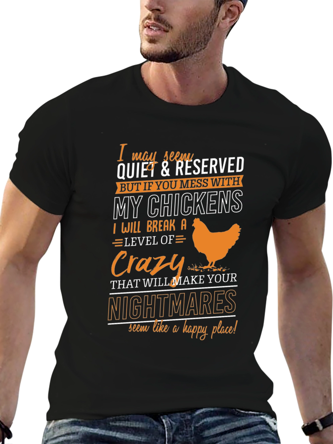 Black Crazy Chicken Lover T-Shirt view 6