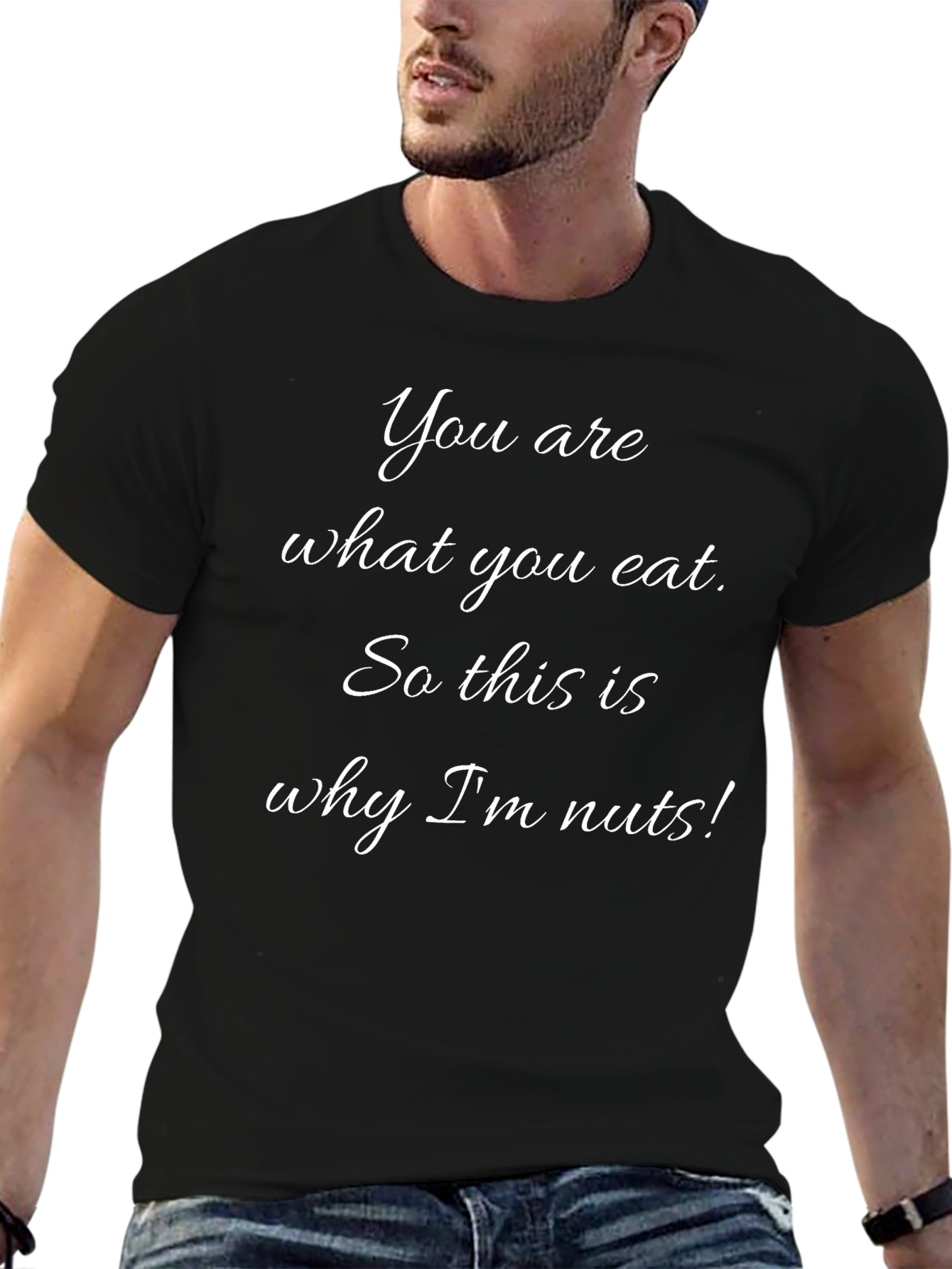 Black Funny "You are what you eat" Graphic T-Shirt view 6