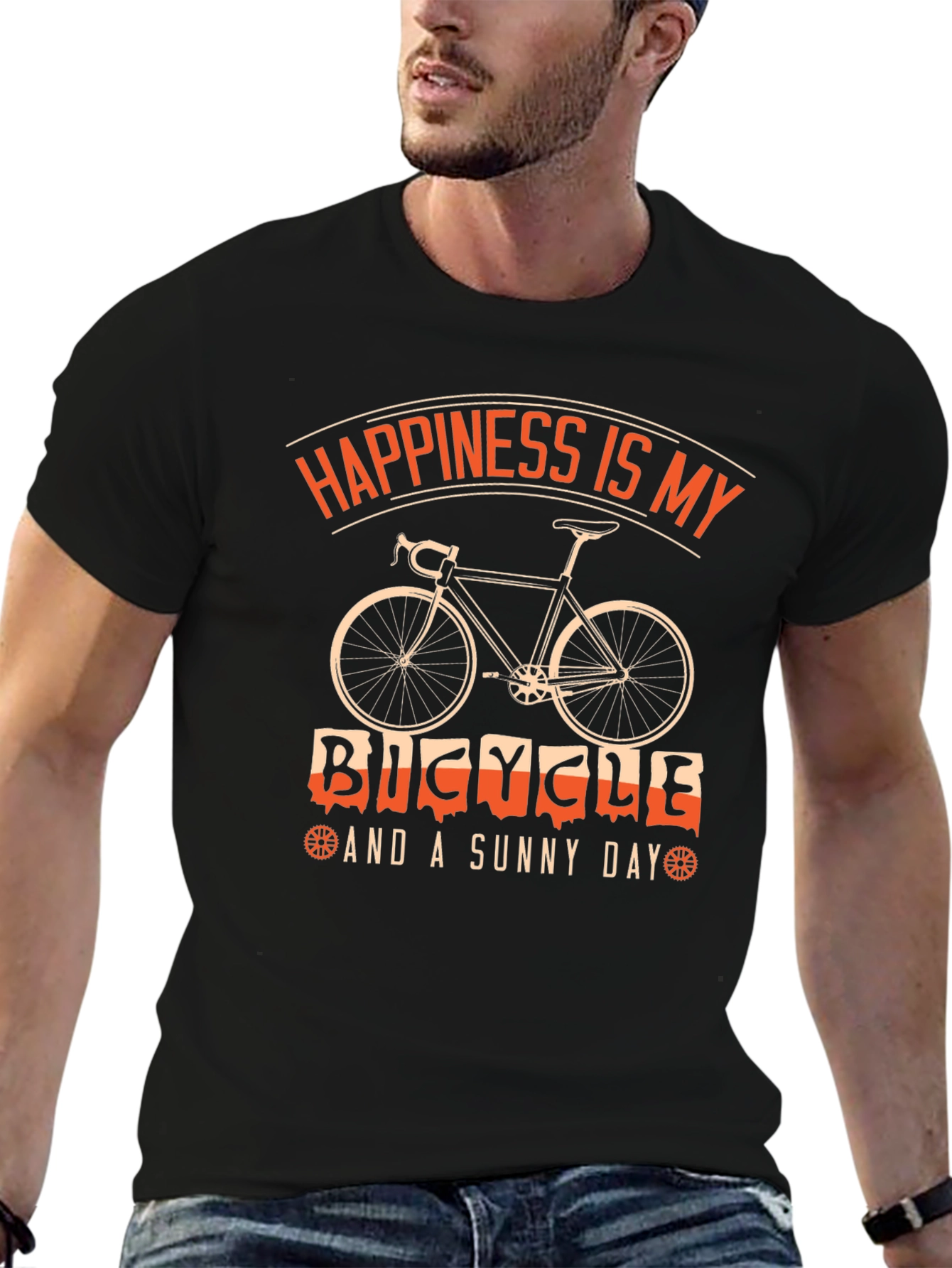 Black Happiness Bicycle T-Shirt - Sunny Day Ride view 6