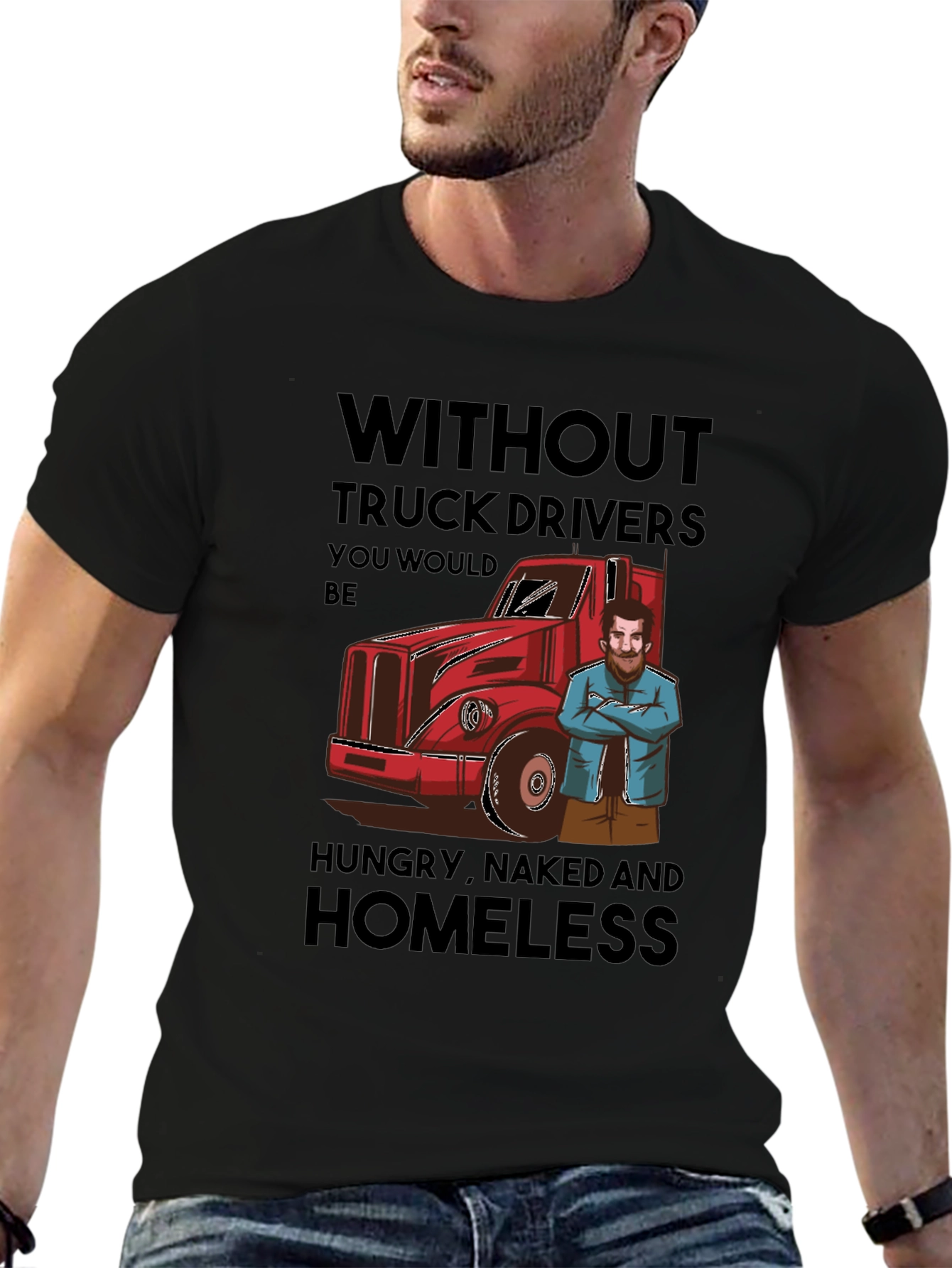 Black Truck Driver Appreciation T-Shirt - Funny Saying view 6