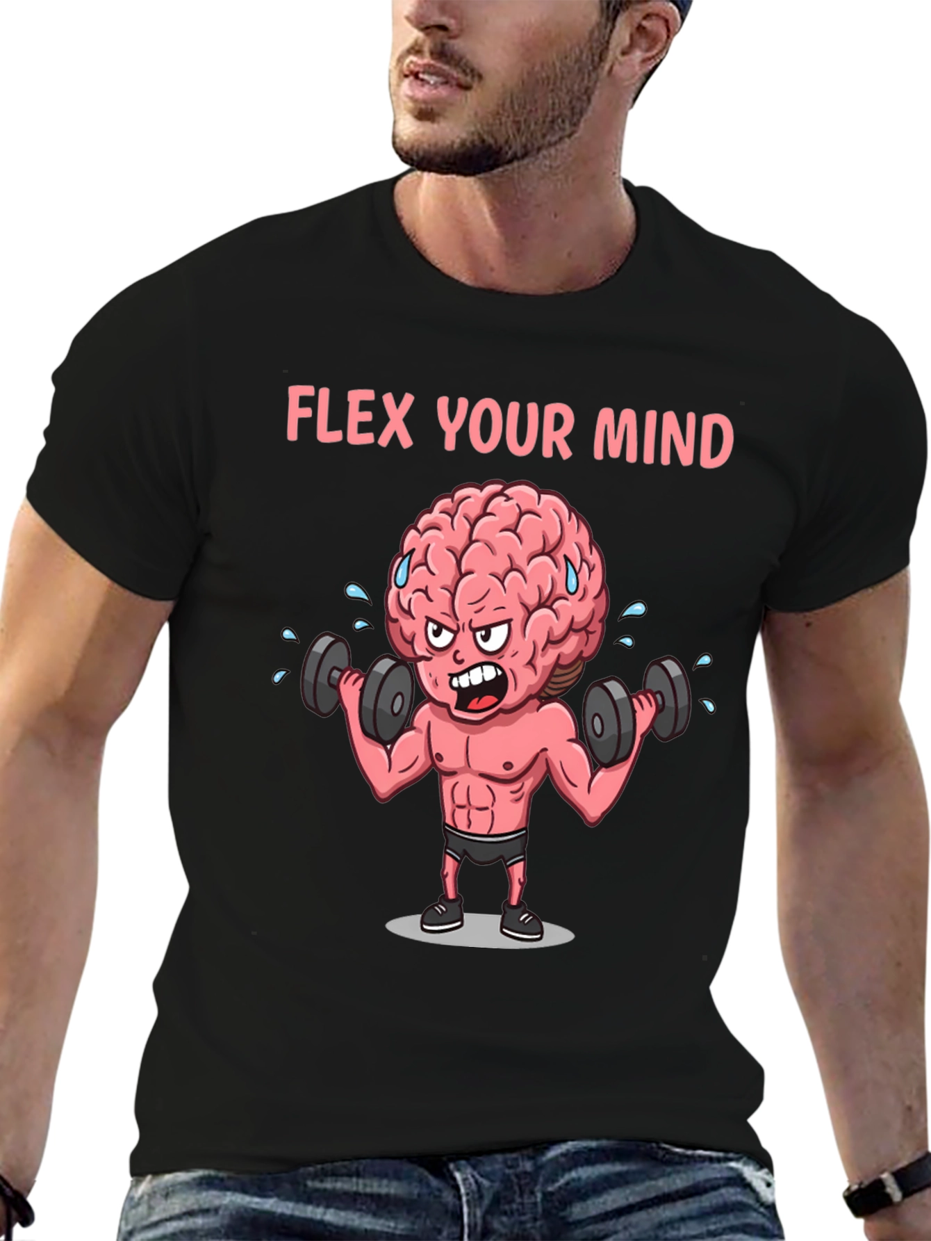 Black Flex Your Mind Graphic T-Shirt view 6
