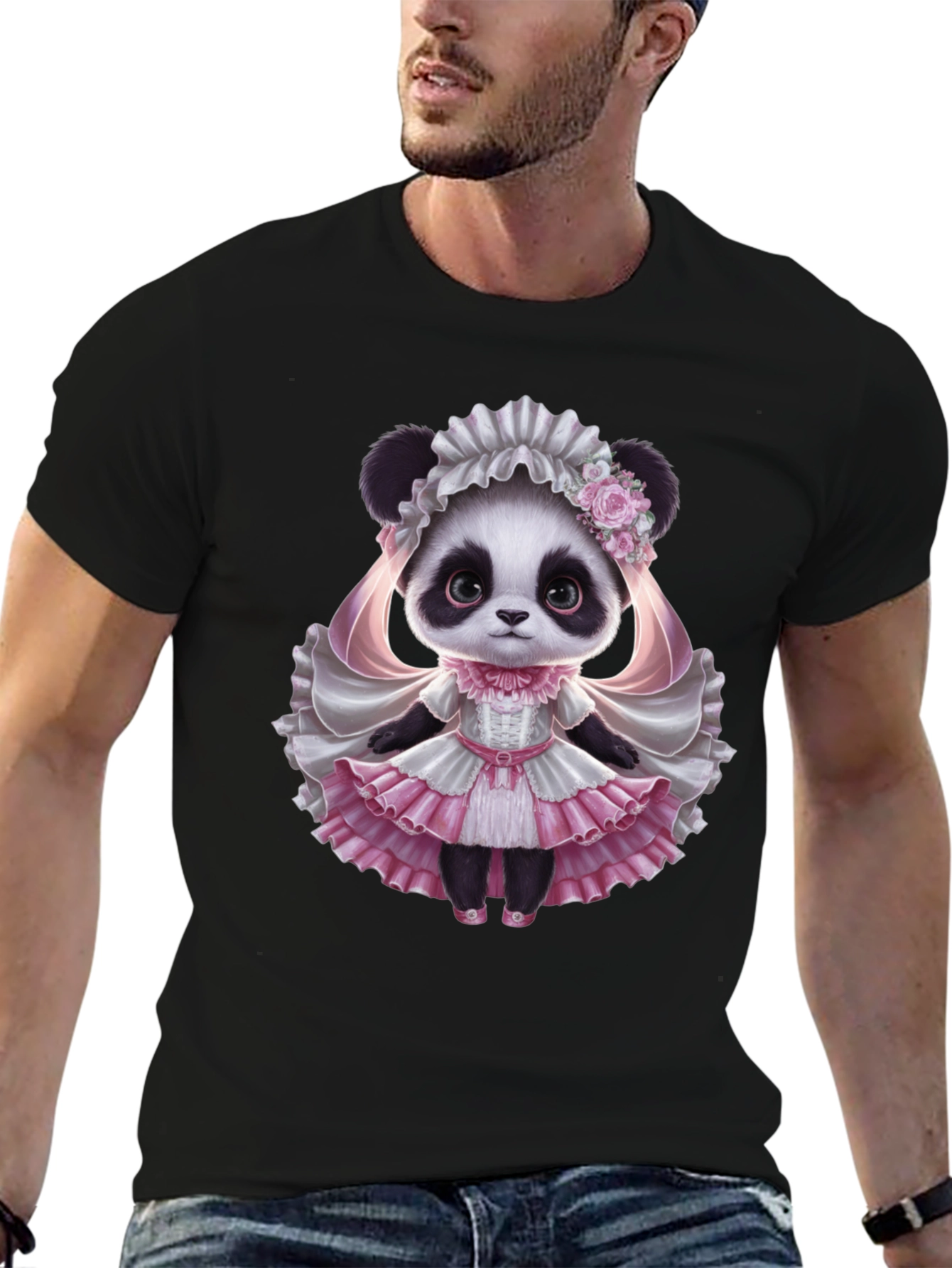 Black Panda Princess T-Shirt - Cute Animal Graphic Tee view 6