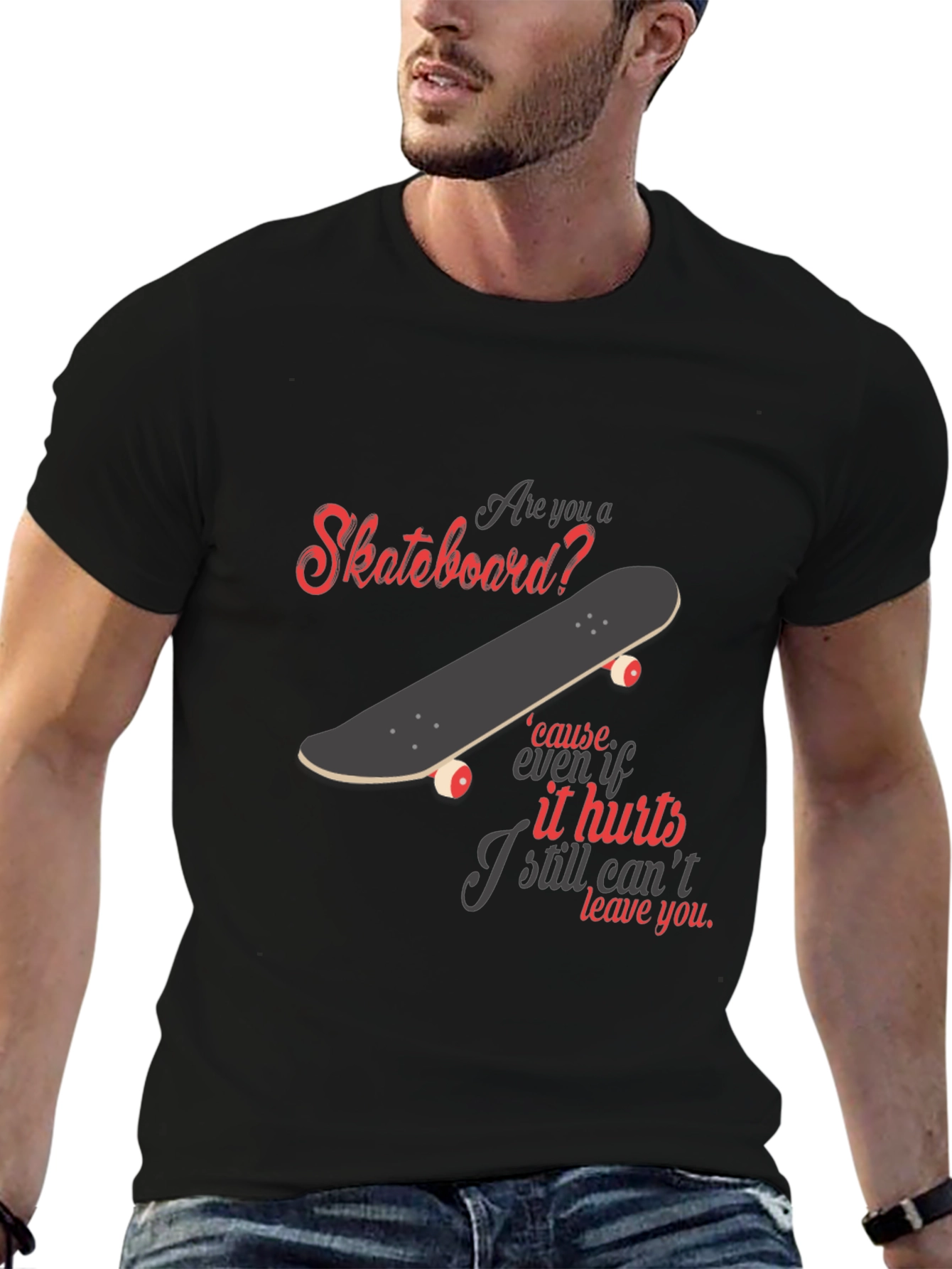 Black Skateboard Lover T-Shirt - Unique Graphic Tee view 6