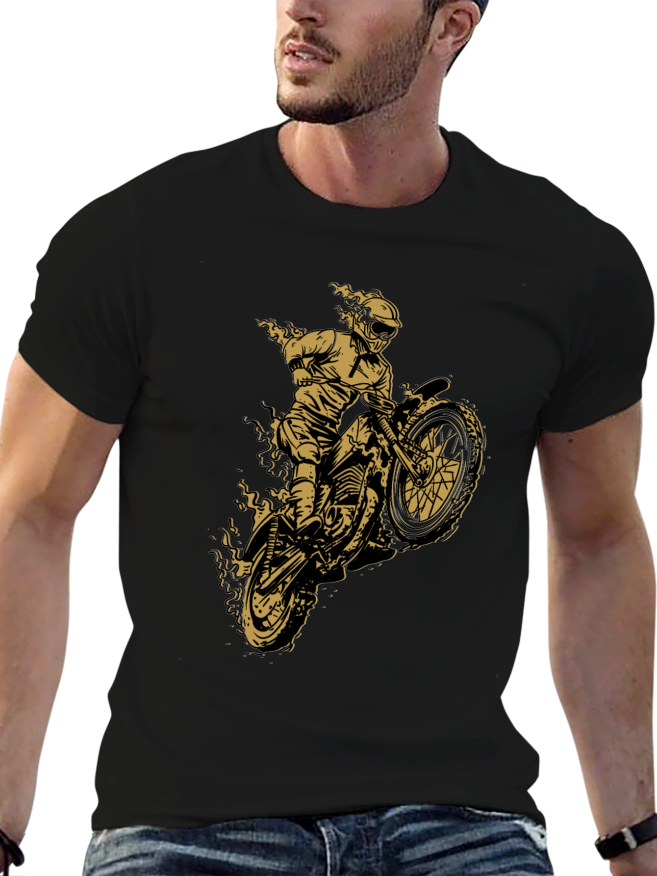 Black Motorcycle Rider Graphic Tee - Black view 6