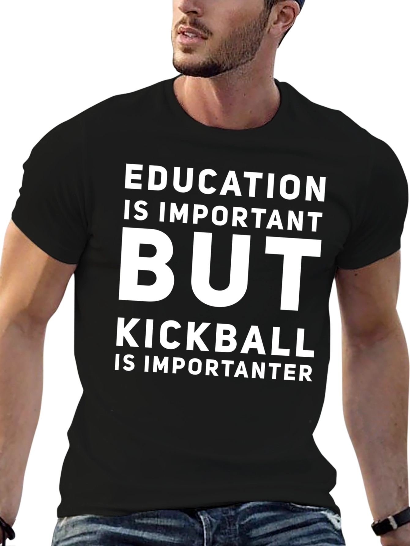 Black Funny Kickball T-Shirt - Education is Important But... view 6