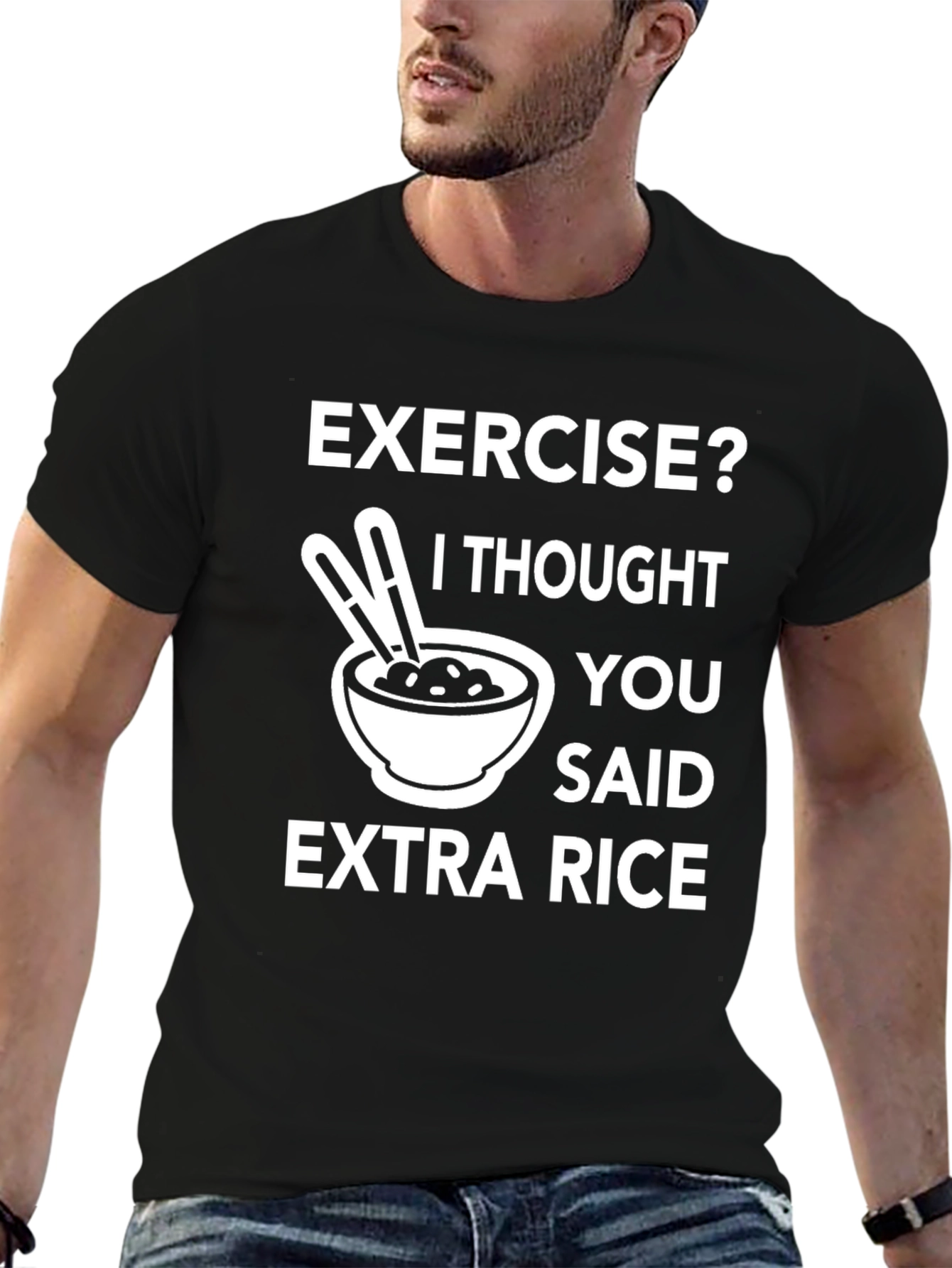 Black Exercise? Extra Rice Black Graphic Tee view 6