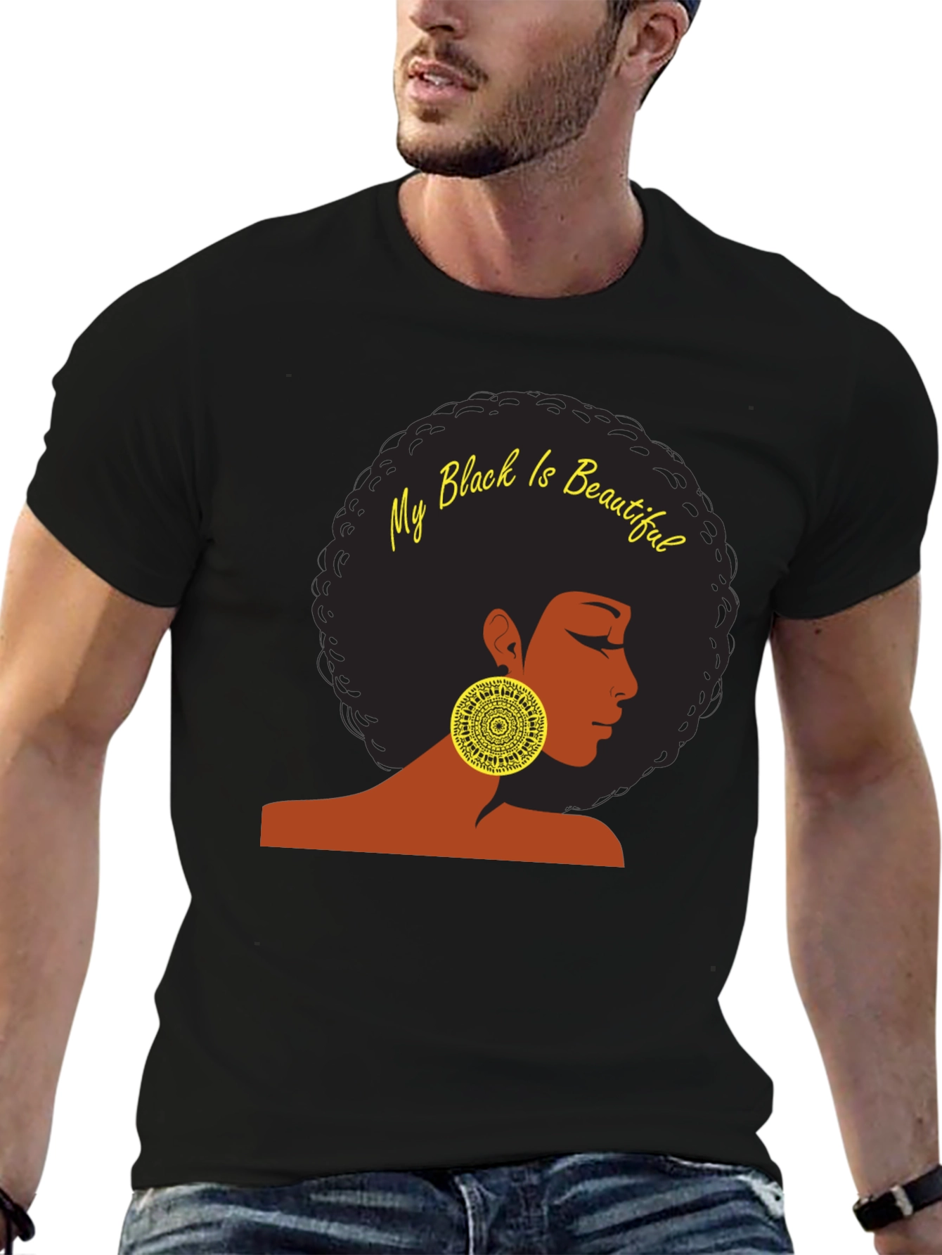 Black My Black is Beautiful T-Shirt - Afro Woman Design view 6