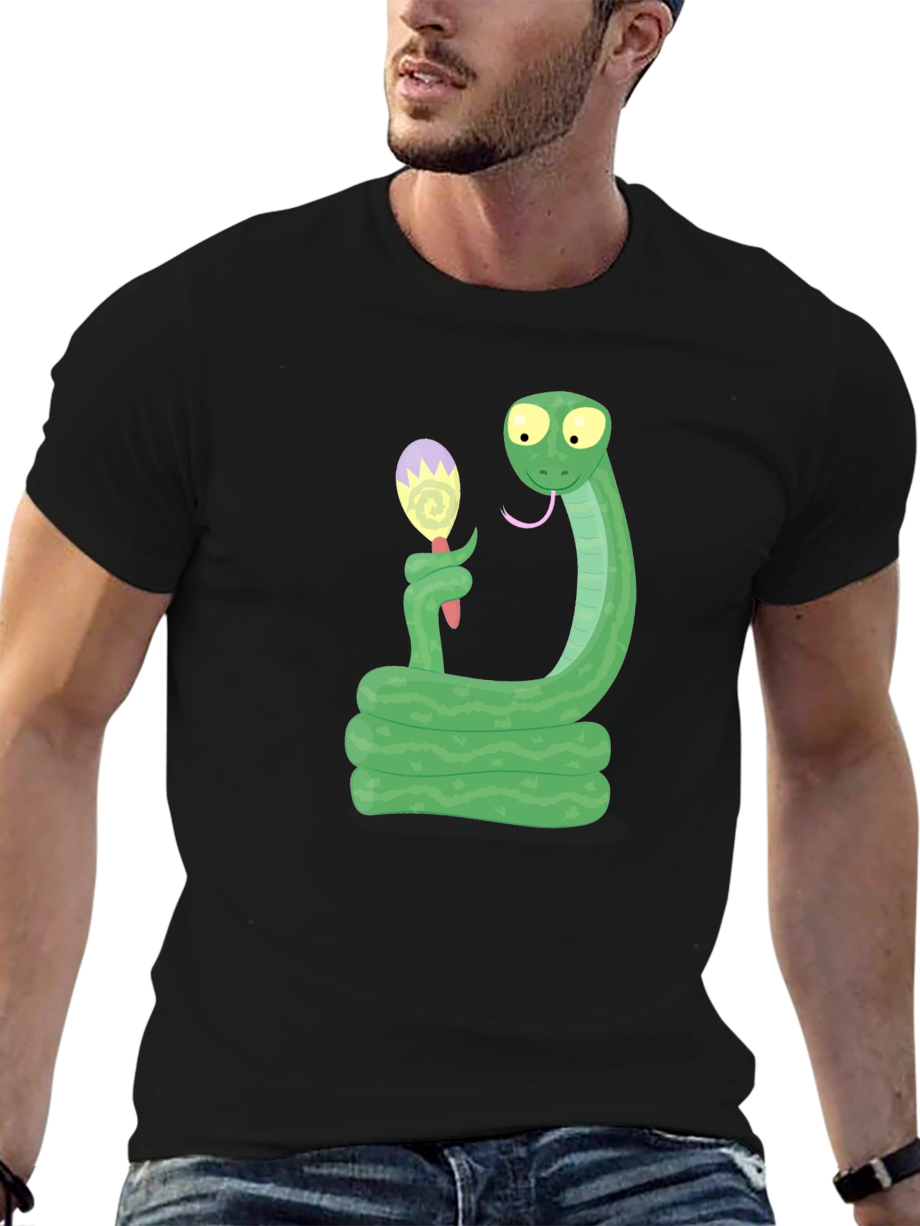 Black Snake Eating Ice Cream T-Shirt view 6
